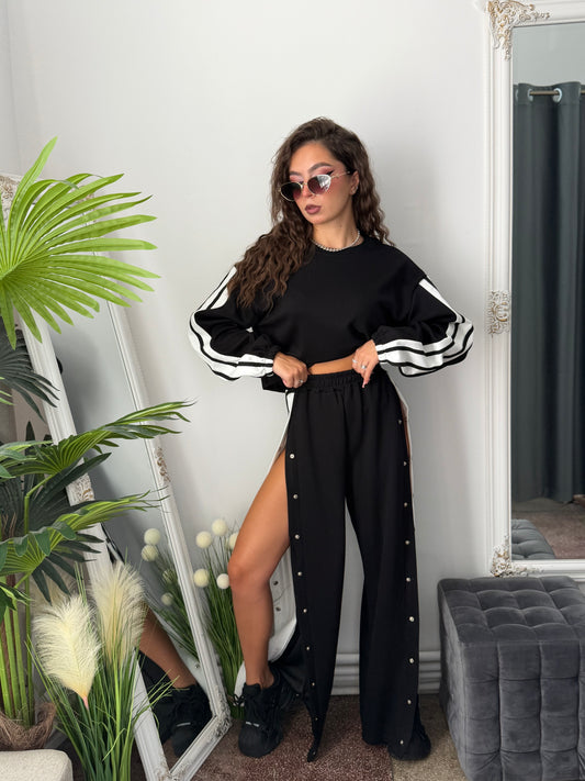 Compleu din 2 piese cu capse negru