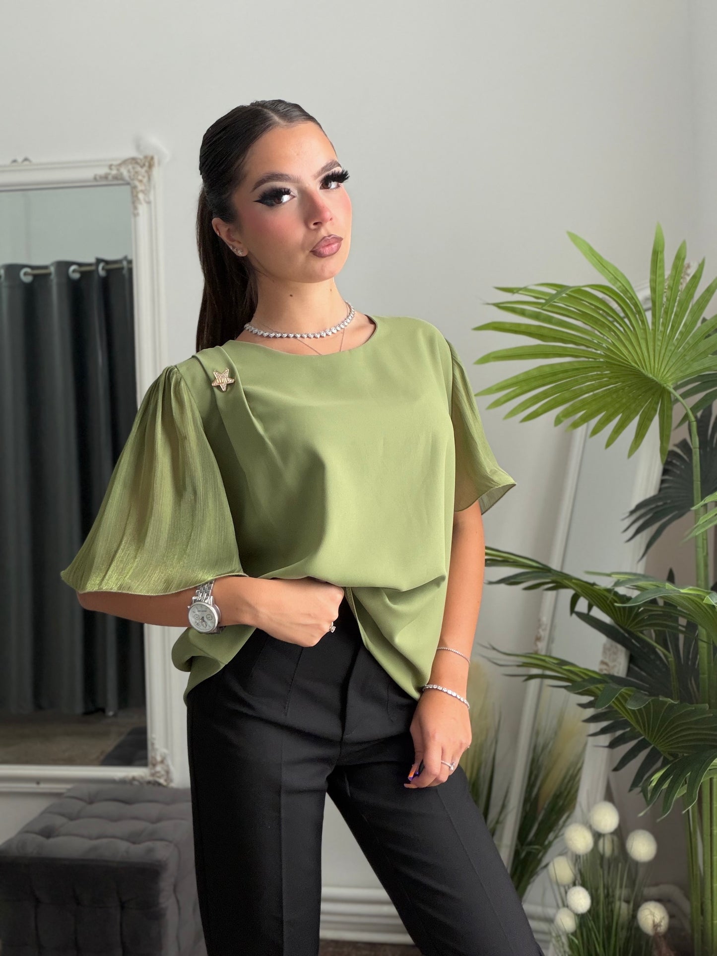 Cămașă elegantă vernil ANTONIA