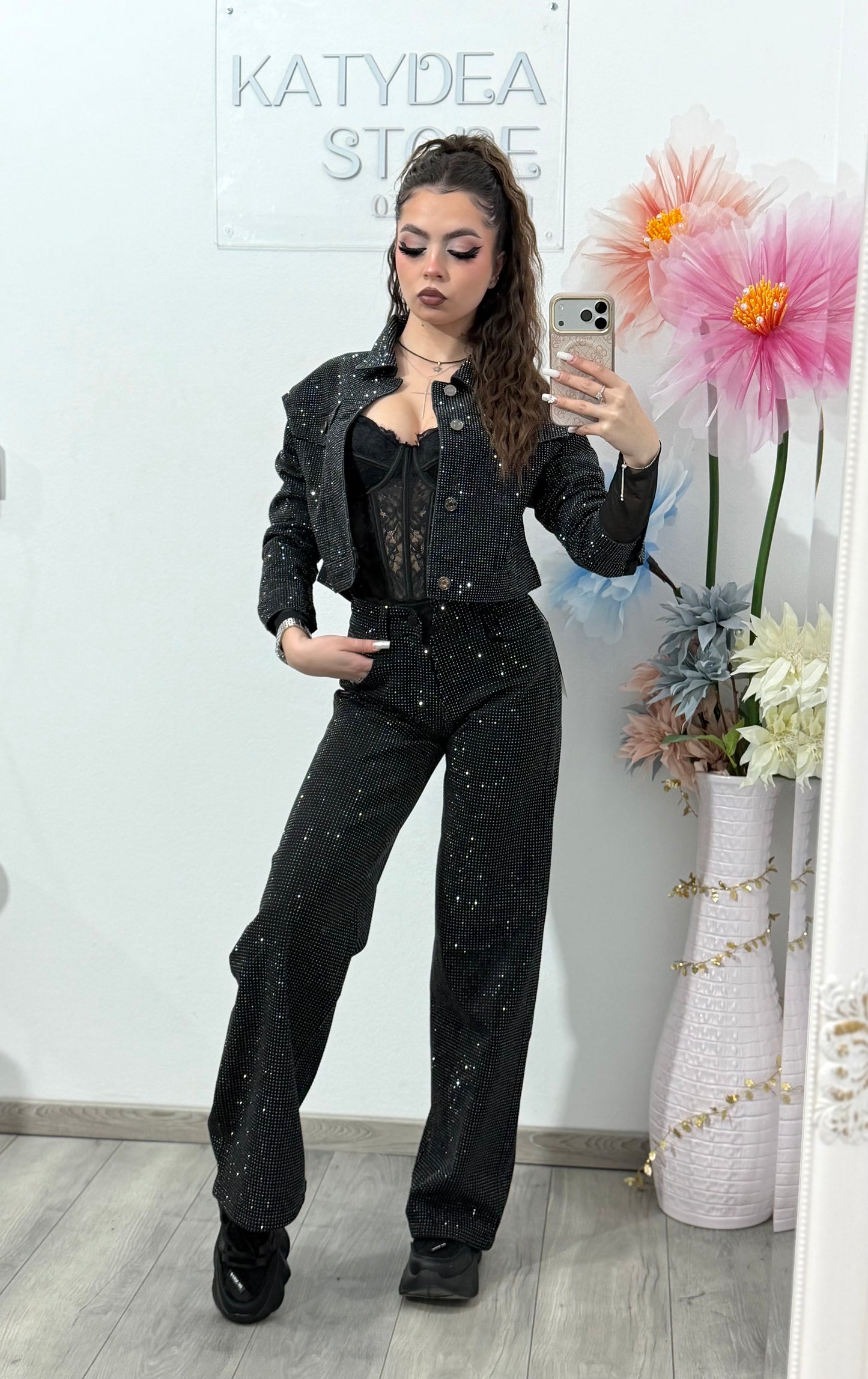 Blugi WideLeg full piatră Xonia