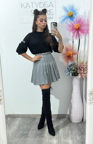 Bluză cu mânecă bufantă din tricot Delia