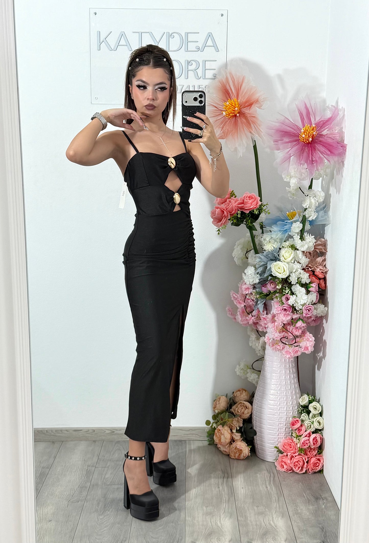 Rochie midi neagră COCKTAIL
