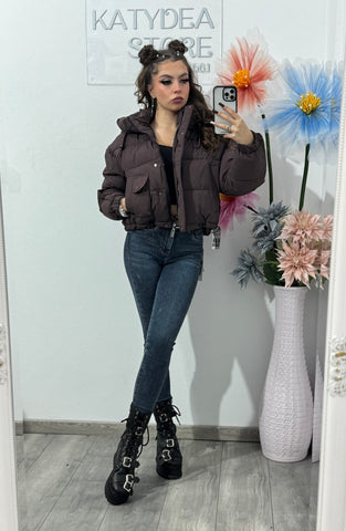 Geacă tip puffer ciocolatiu KEKE