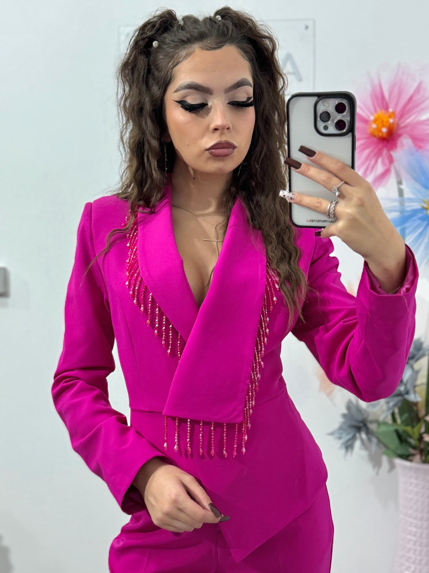 Costum elegant fucsia Ramona