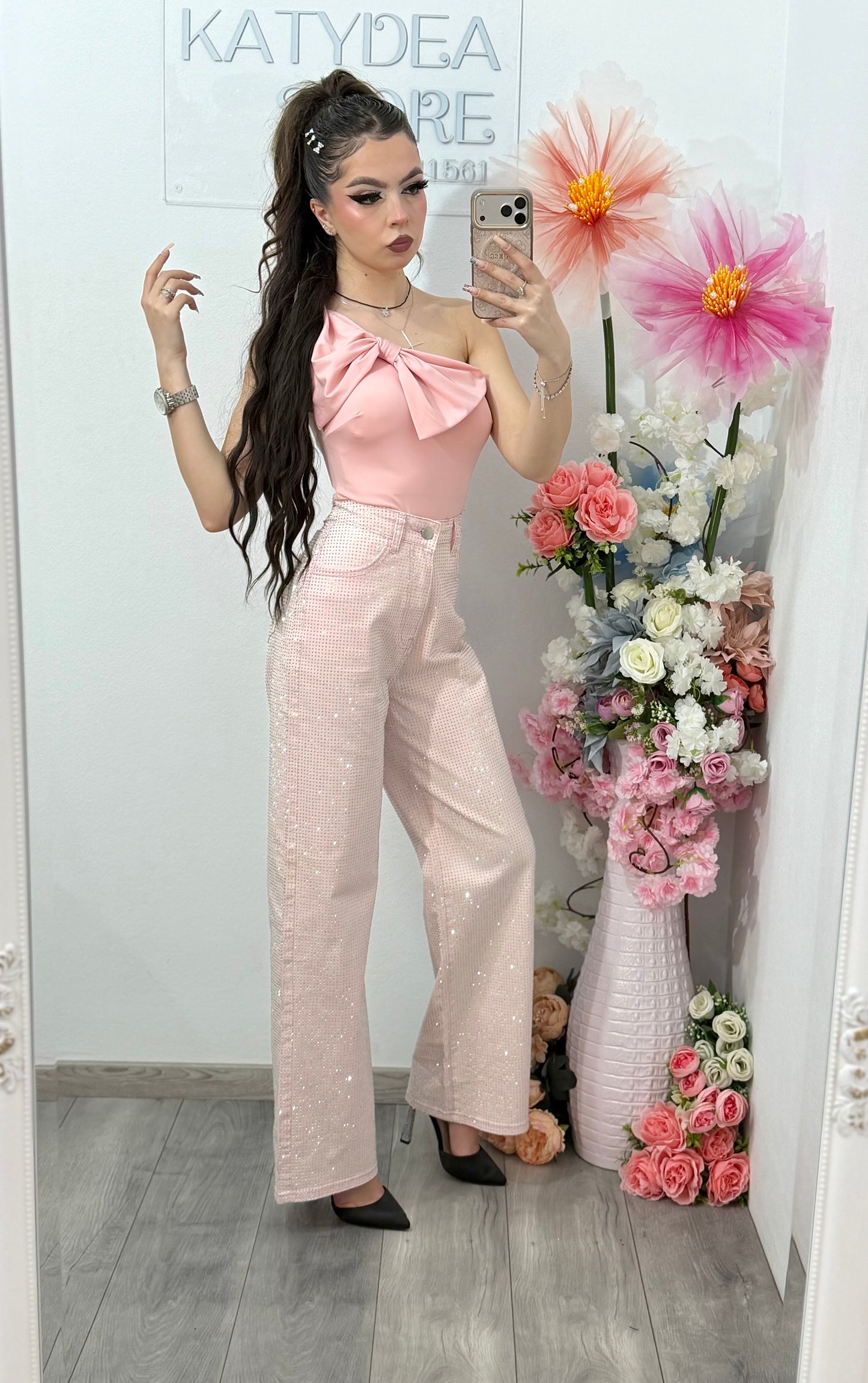 Blugi dama wideleg roz full piatra Weil