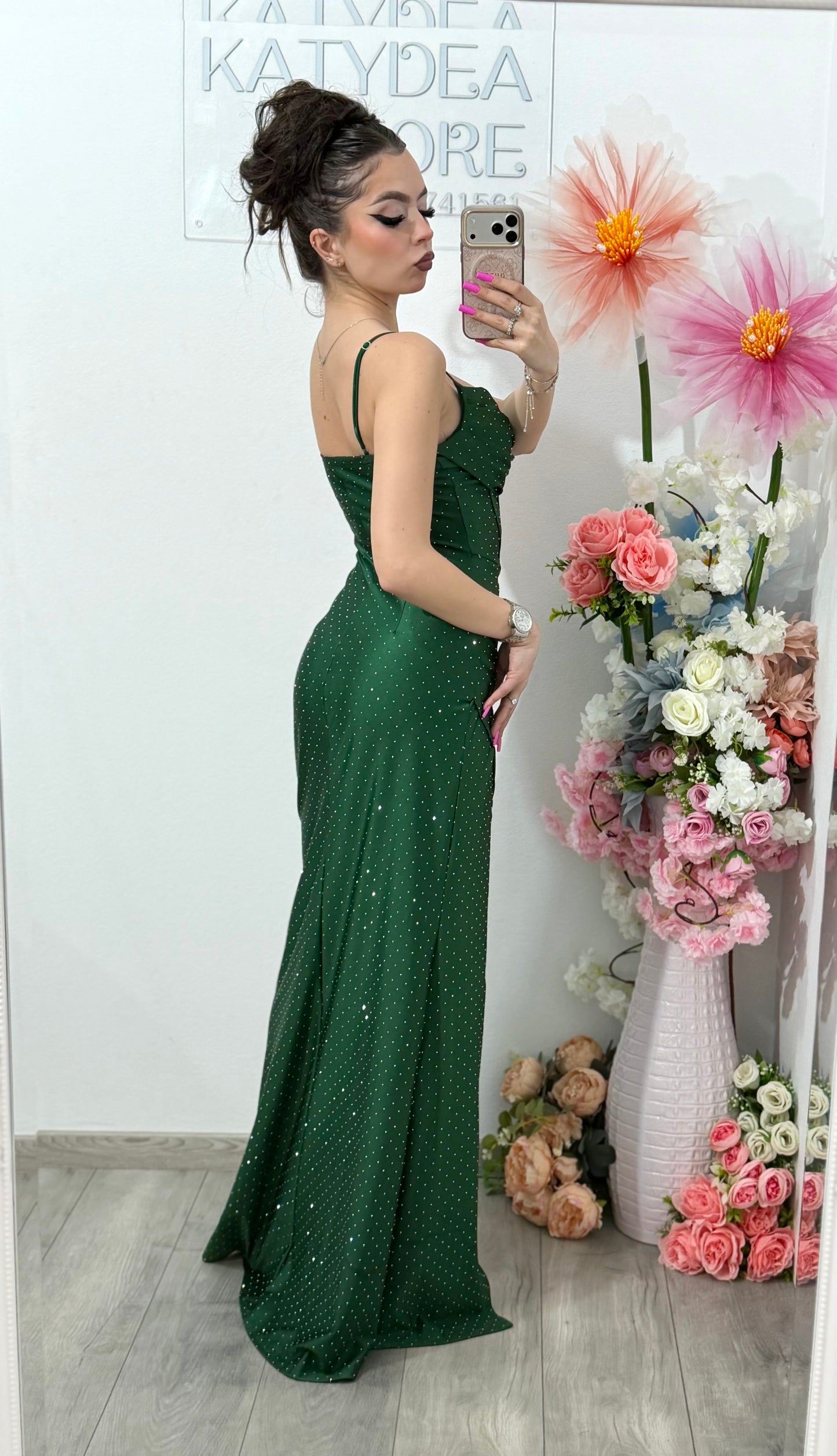 Rochie lunga verde Laura