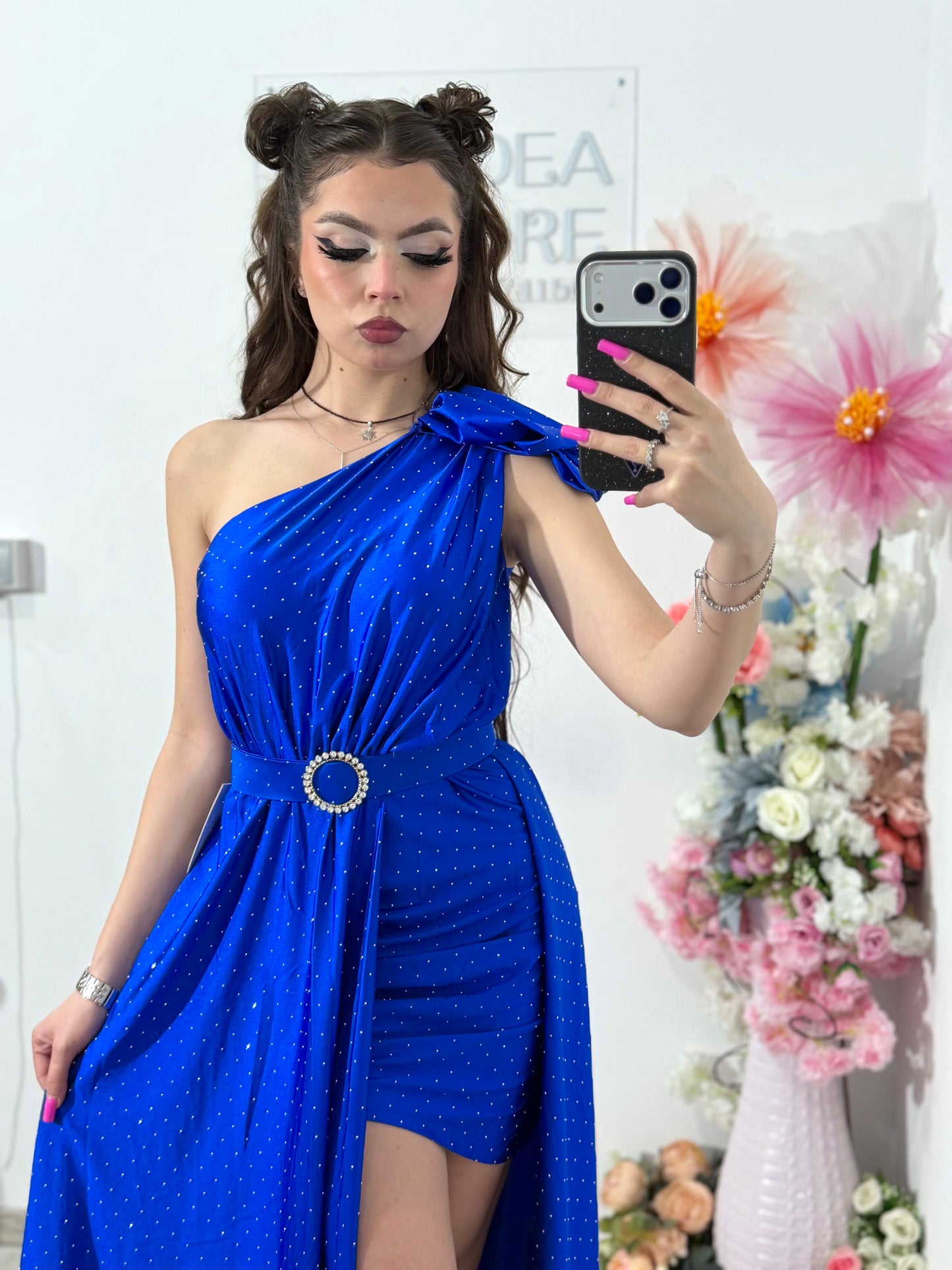 Rochie elegantă cu cristale albastru electric Cleopatra