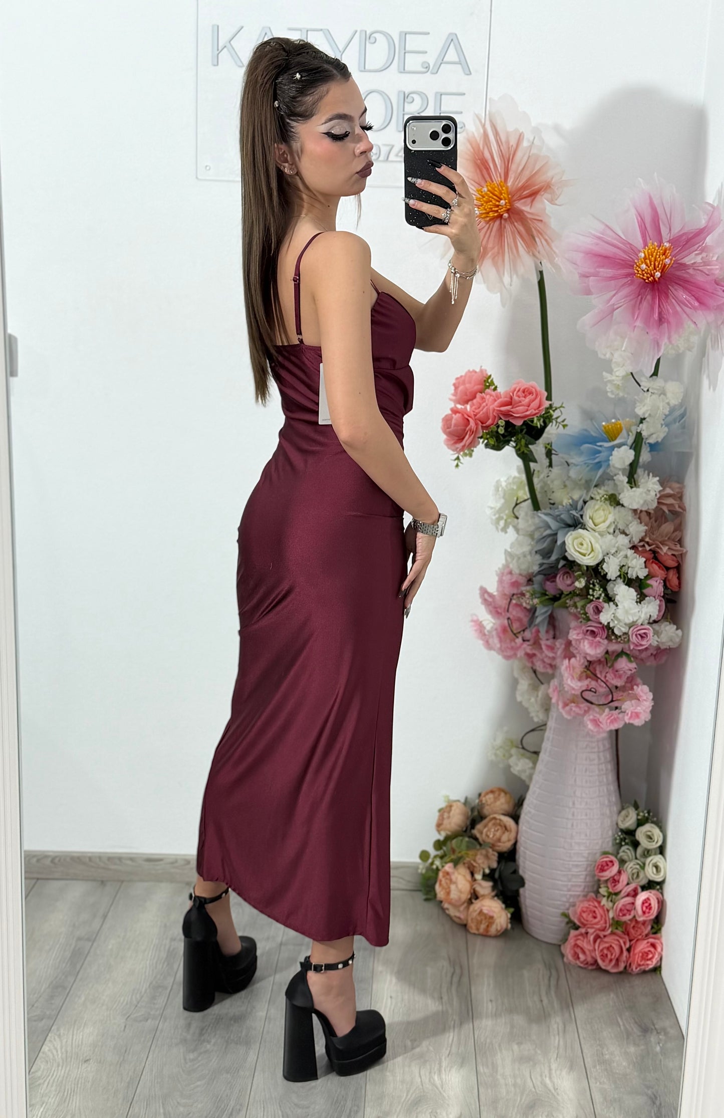 Rochie midi bordo COCKTAIL