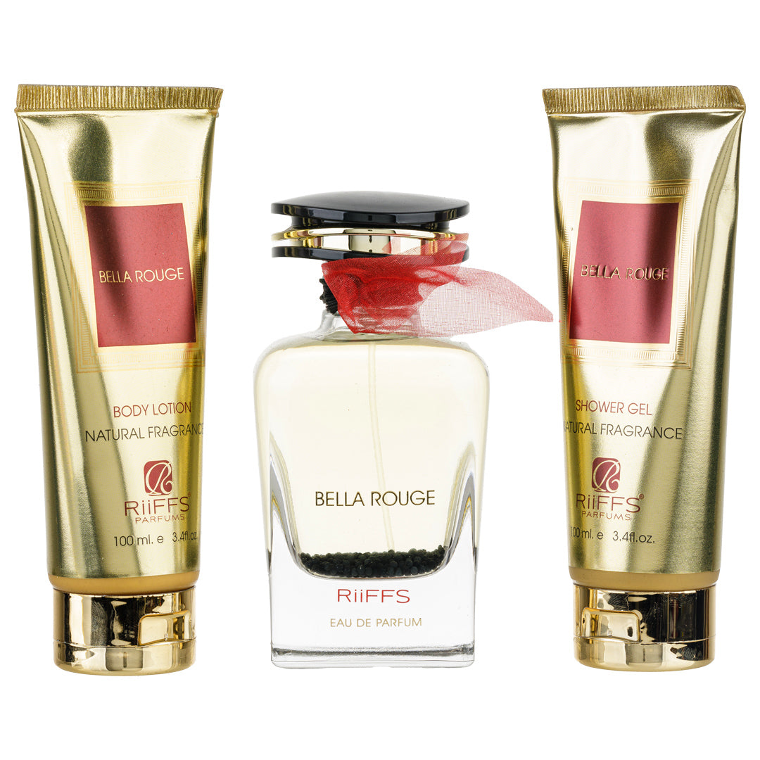 Set Cadou Bella Rouge Apa de Parfum 100ml + Gel De Dus 100ml + Lotiune de corp 100ml, Riiffs