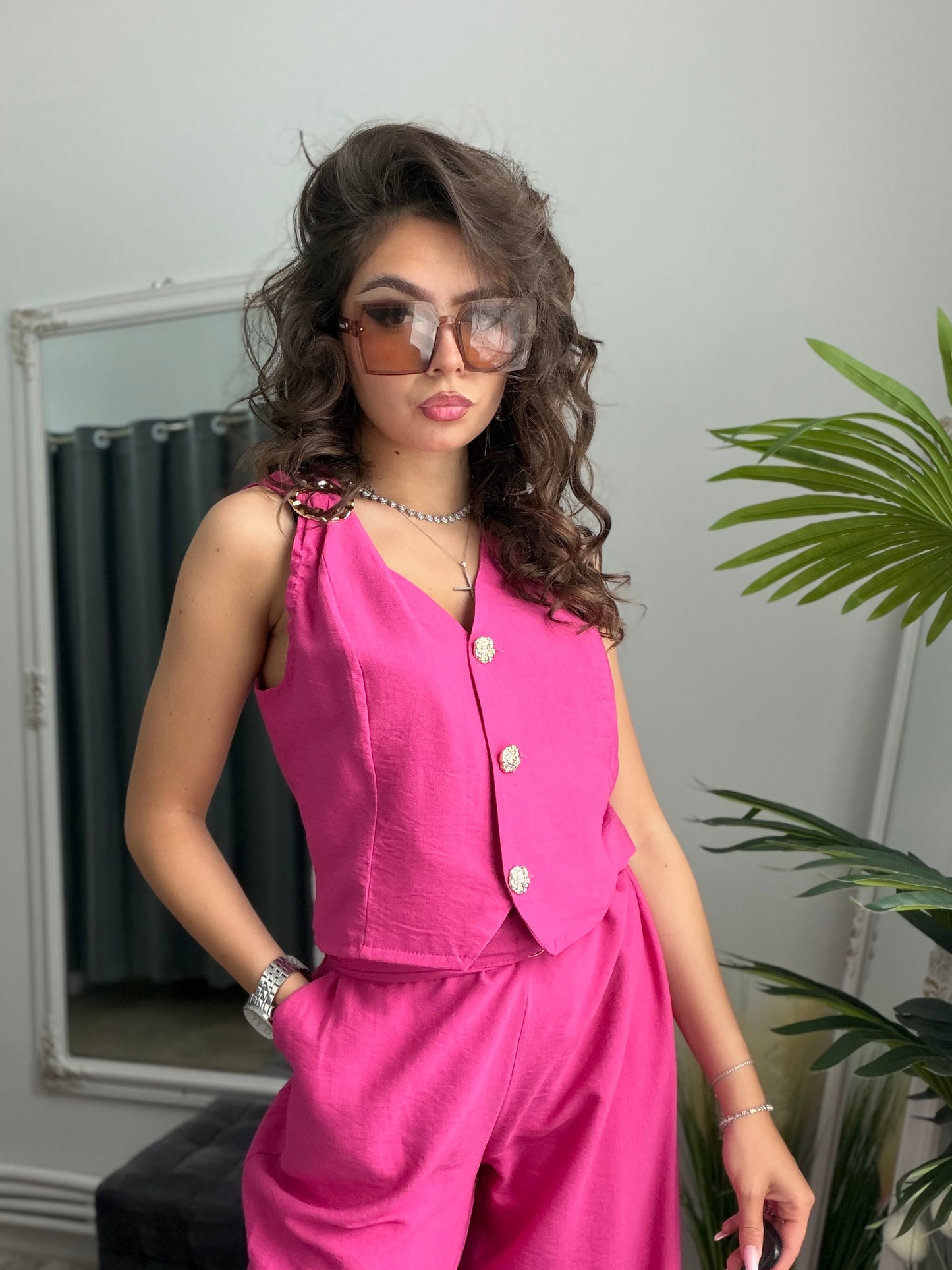 Compleu din in ELEGANCE fucsia