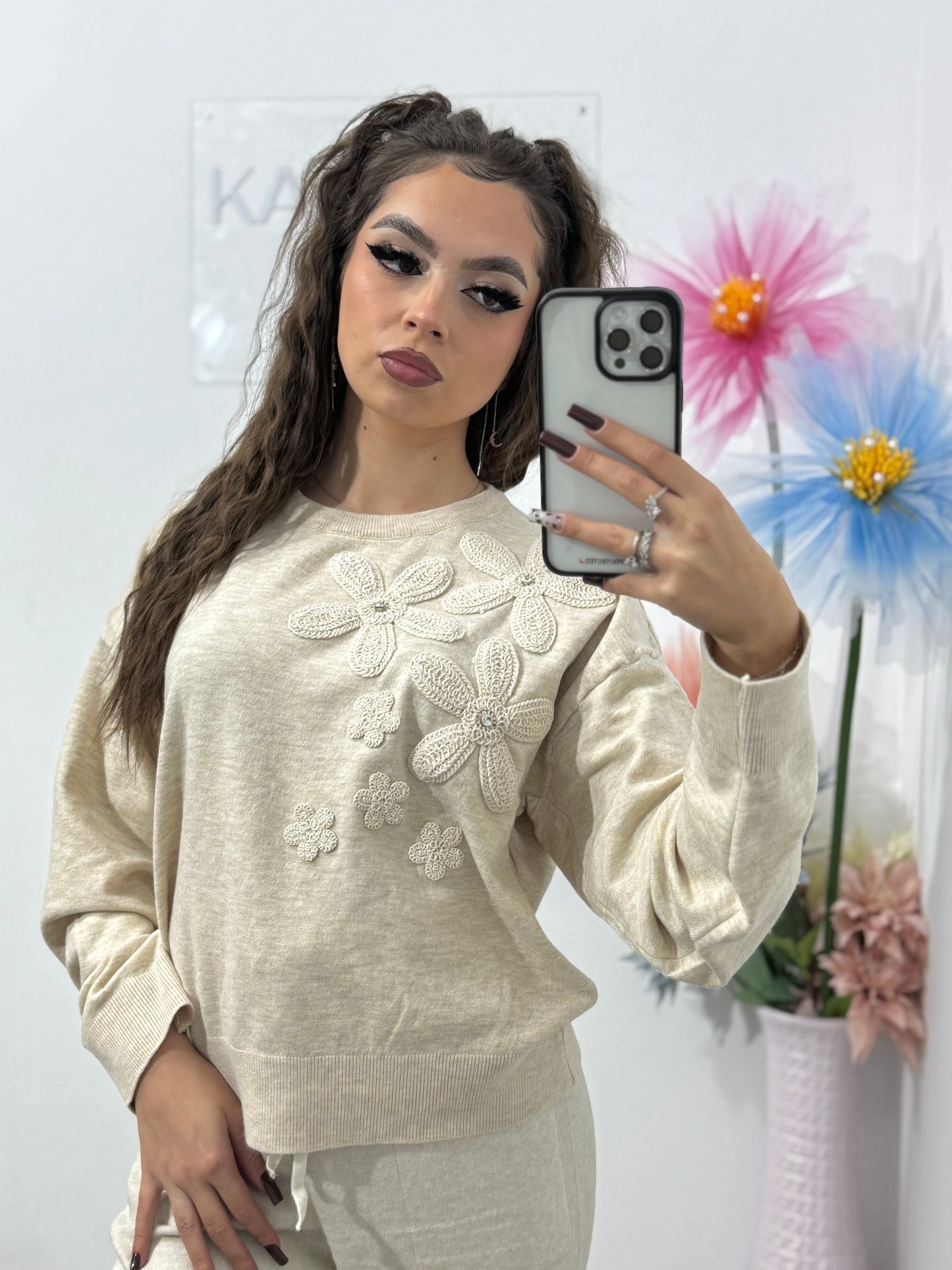 Compleu din tricot crem Annais