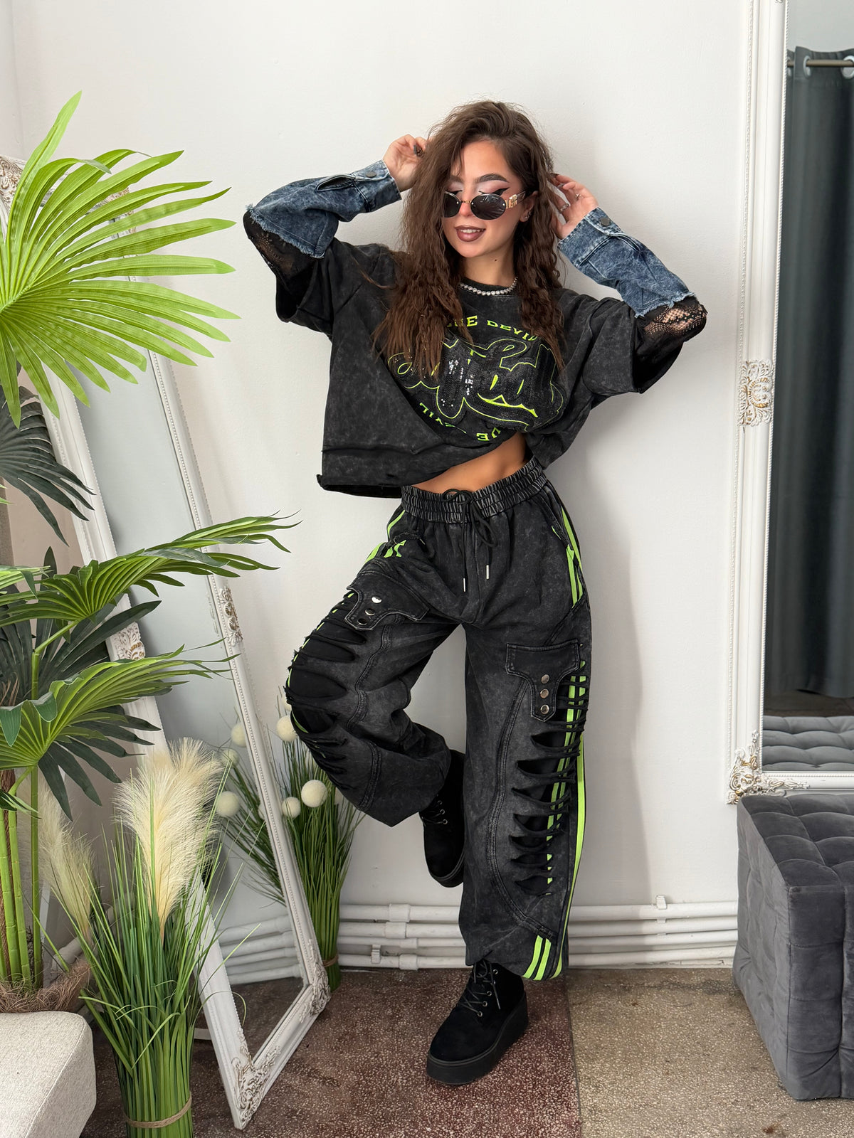 Compleu KOREASTYLE green&denim