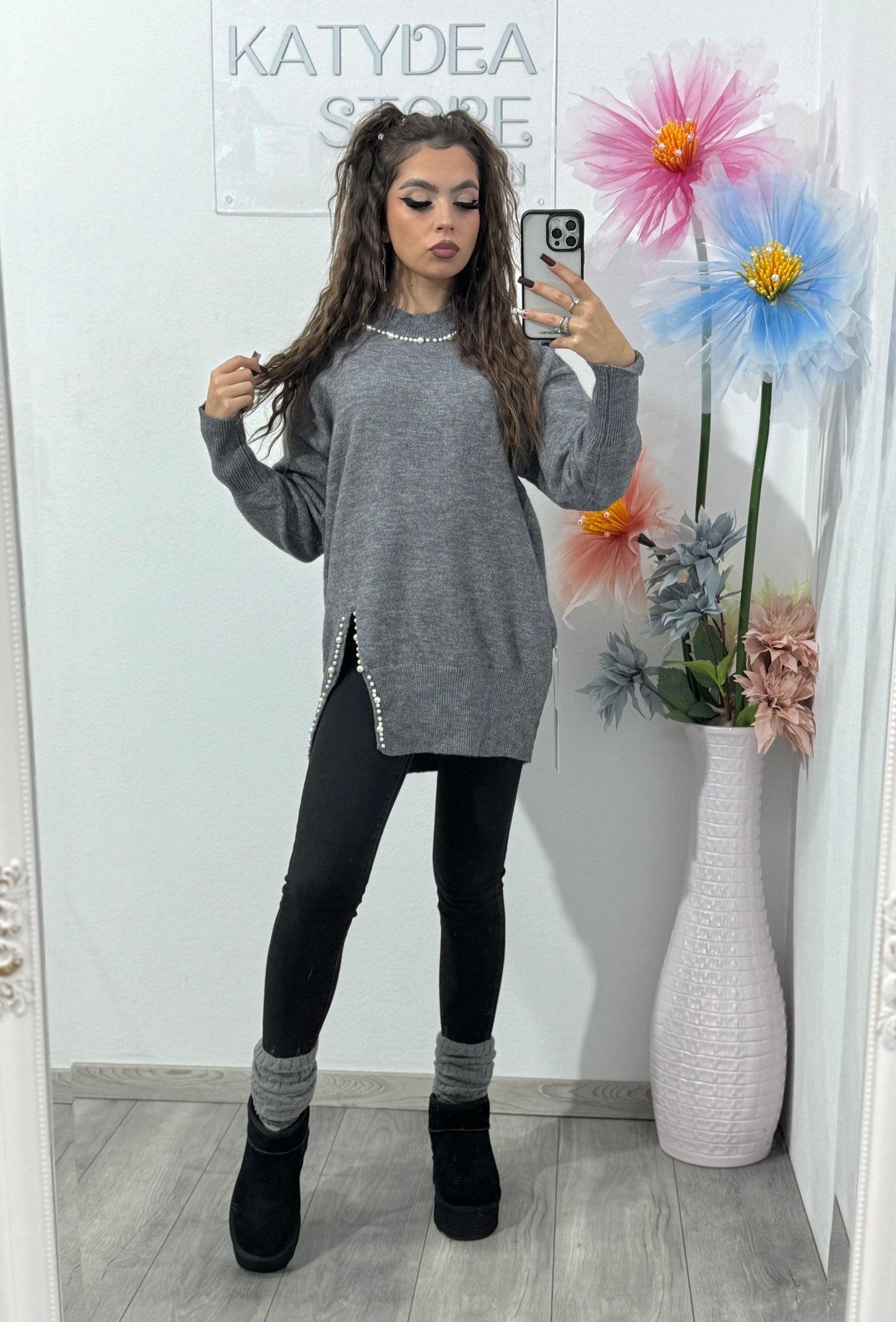 Pulover cu perle Dianna