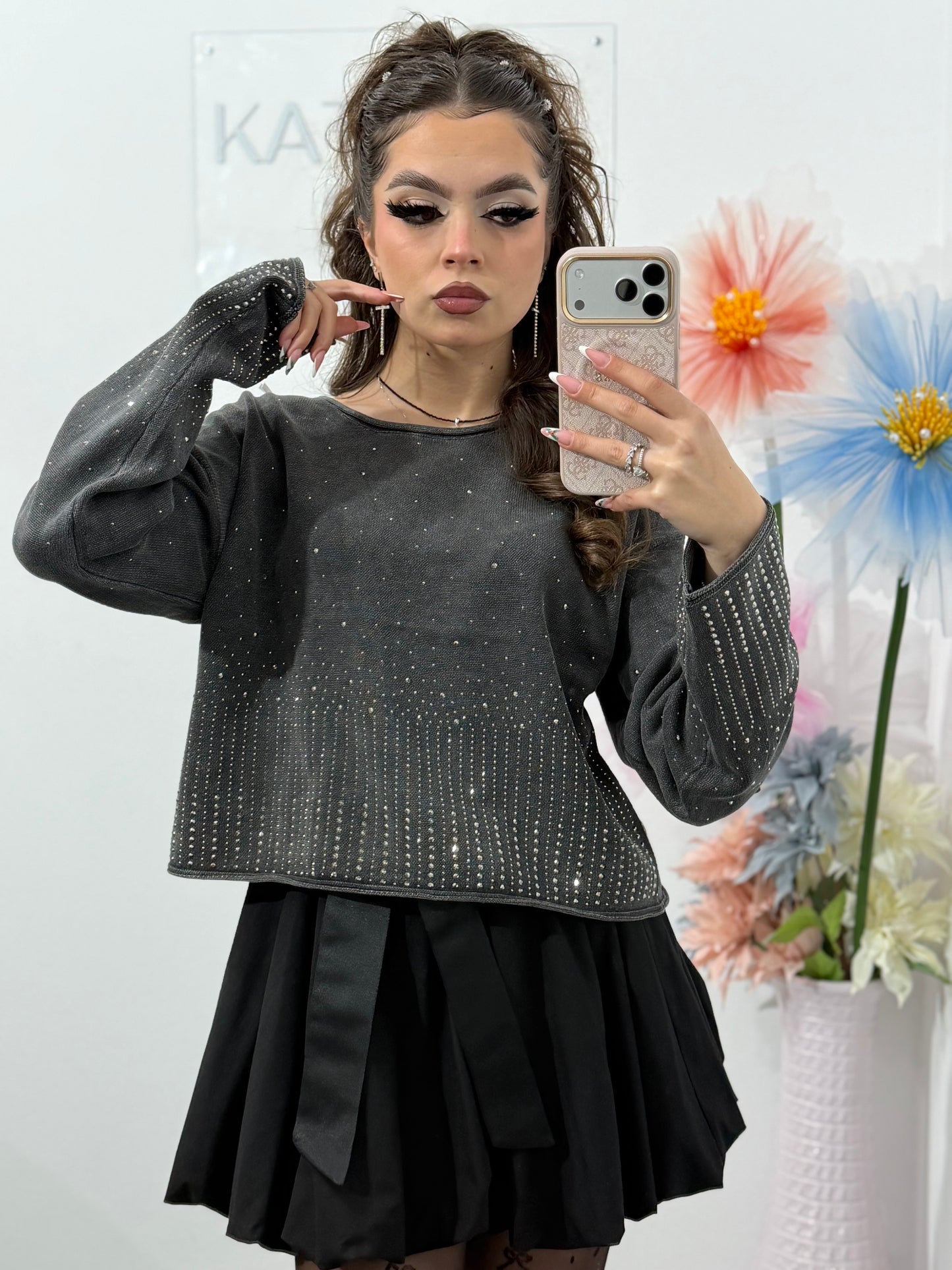 Bluză cu cristale ștanțate MARTA