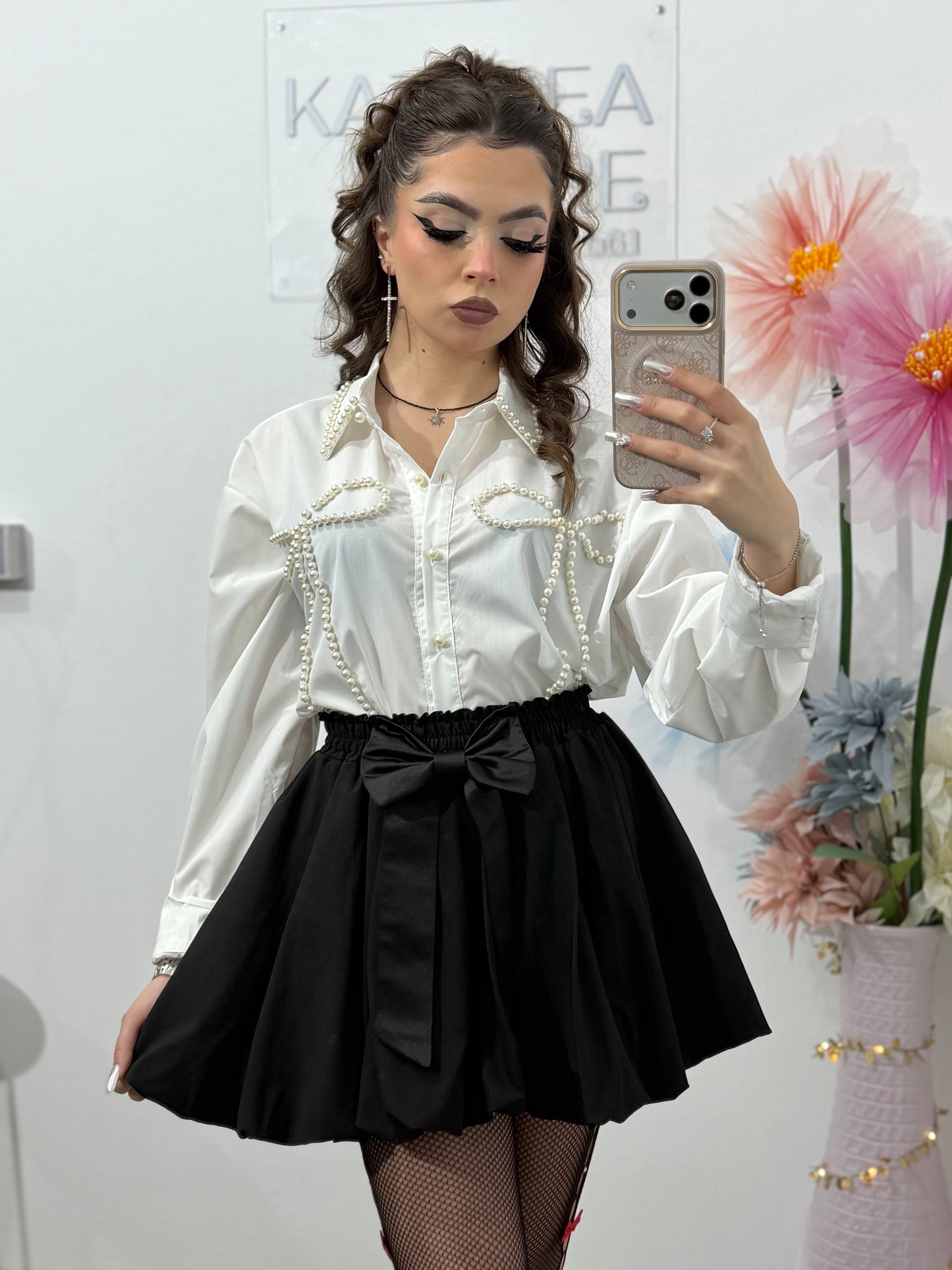 Cămașă alba cu perle ELLA