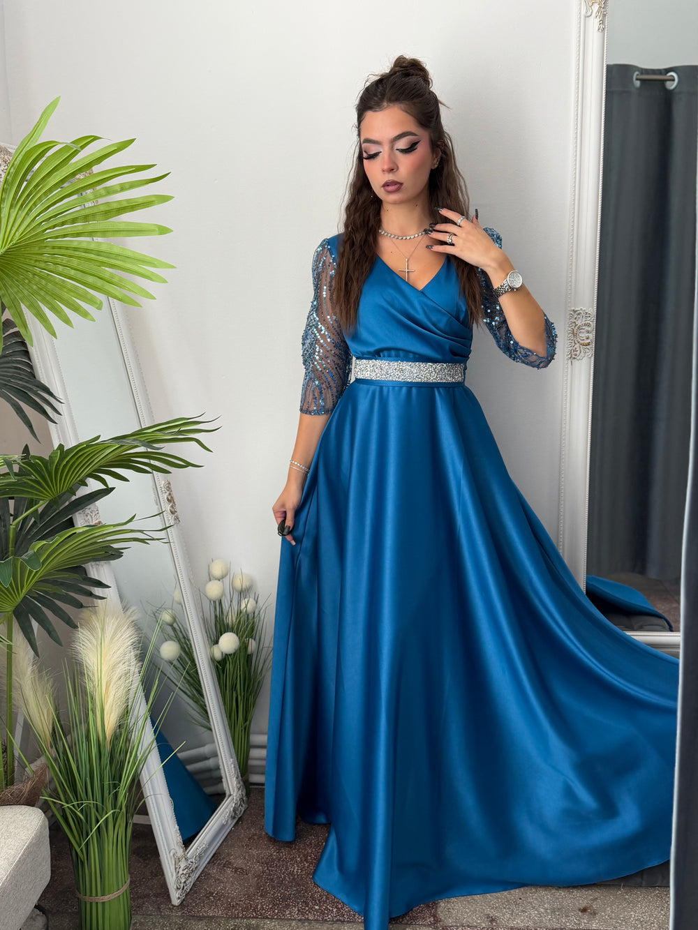 Rochie lungă turcoaz ADRIA
