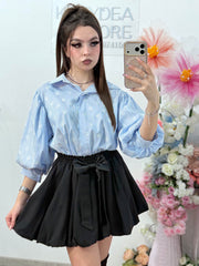 Cămașă delicată cu dungi și cristale ștanțate DELIA