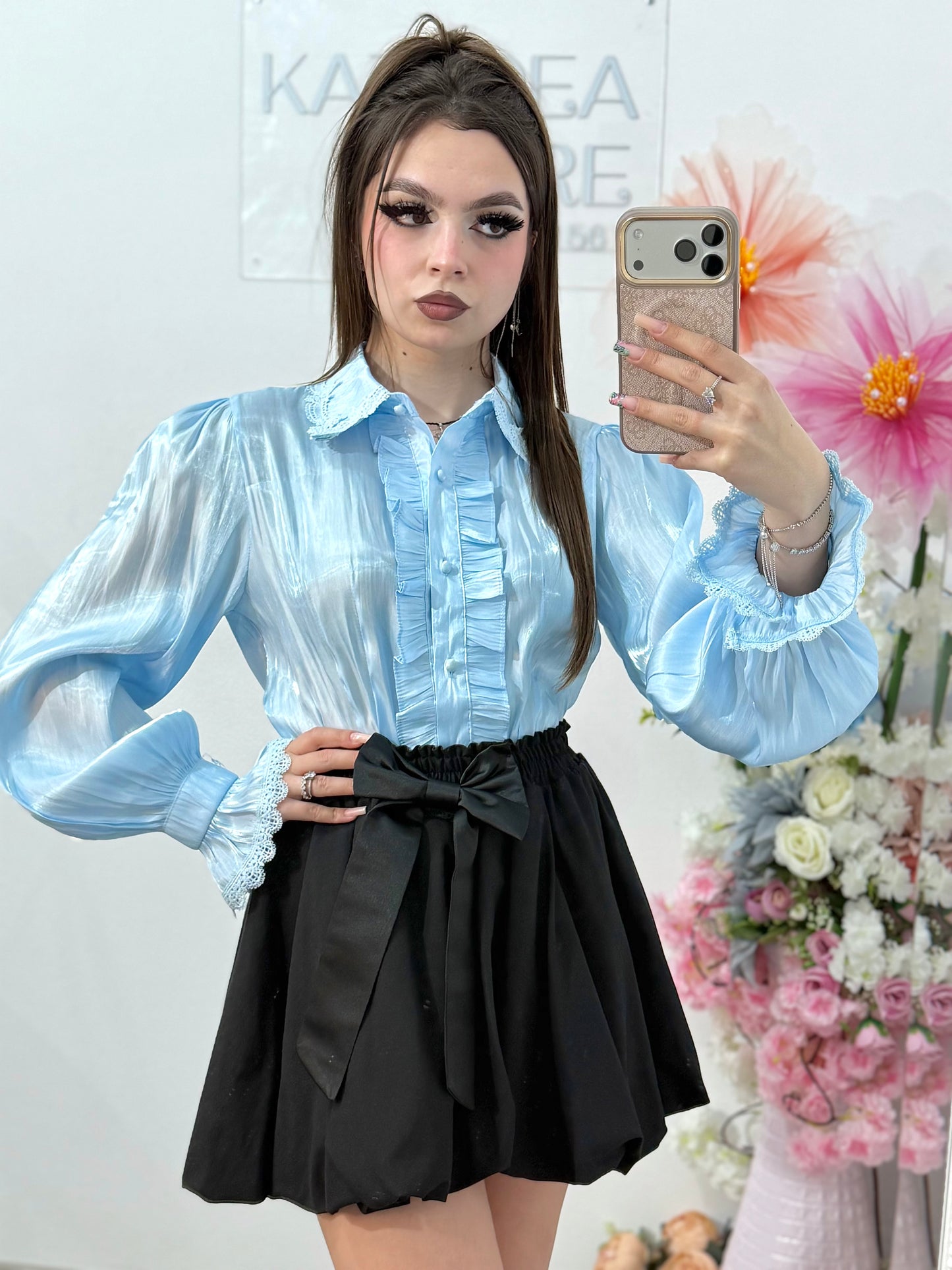 Cămașă satinata cu dantelă DELICE