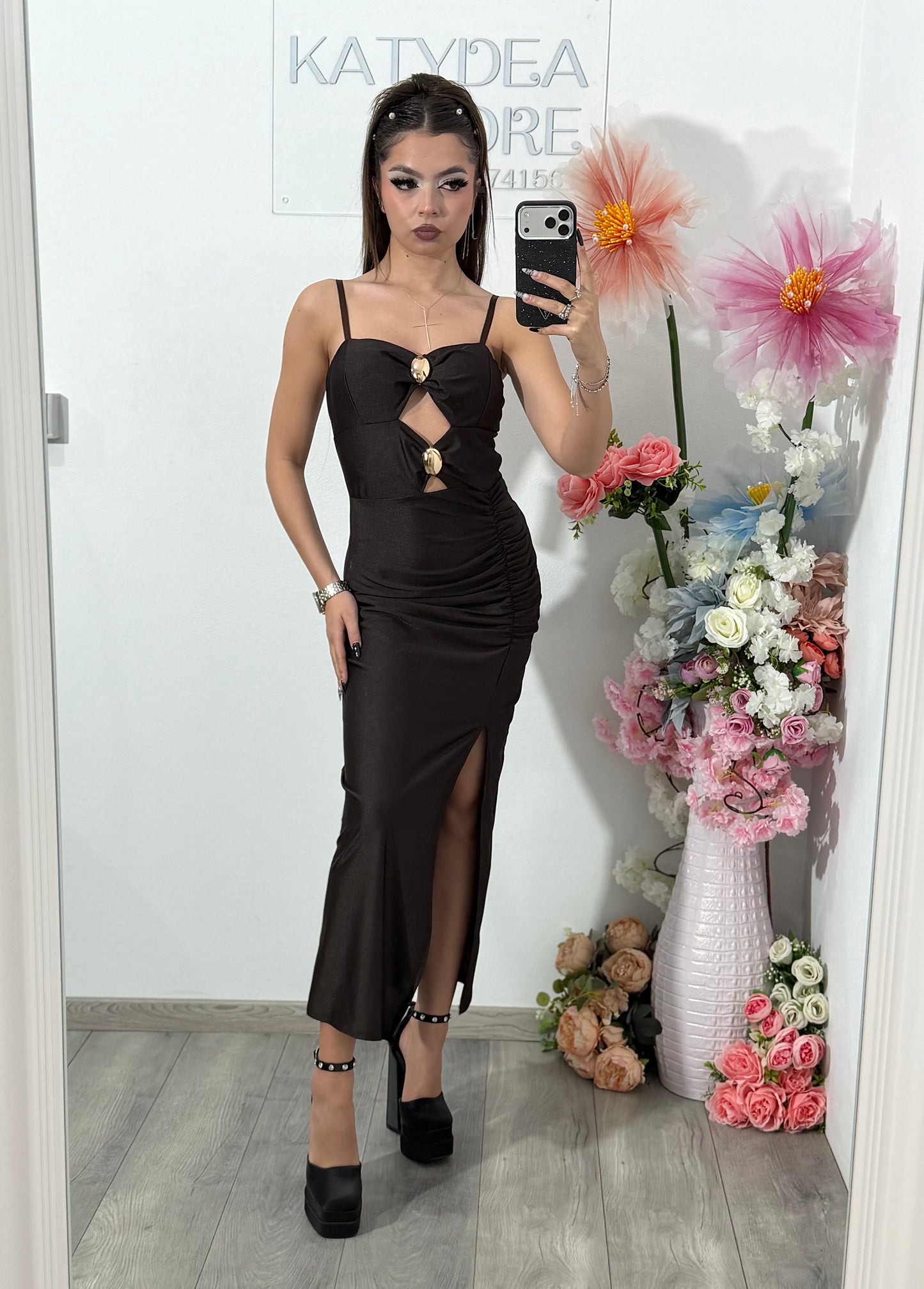Rochie midi neagră COCKTAIL