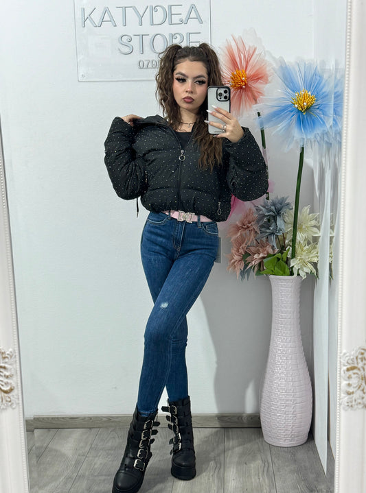 Geacă cu cristale argintii ștanțate ALEXA