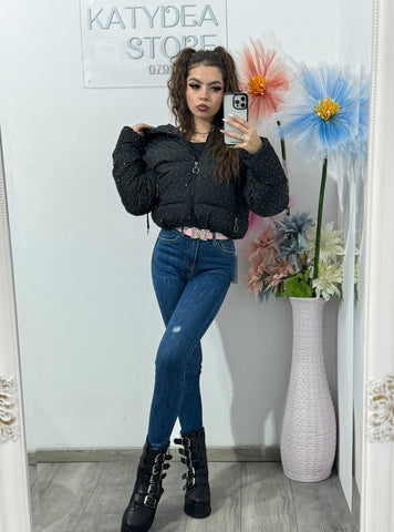 Geacă cu cristale argintii ștanțate ALEXA