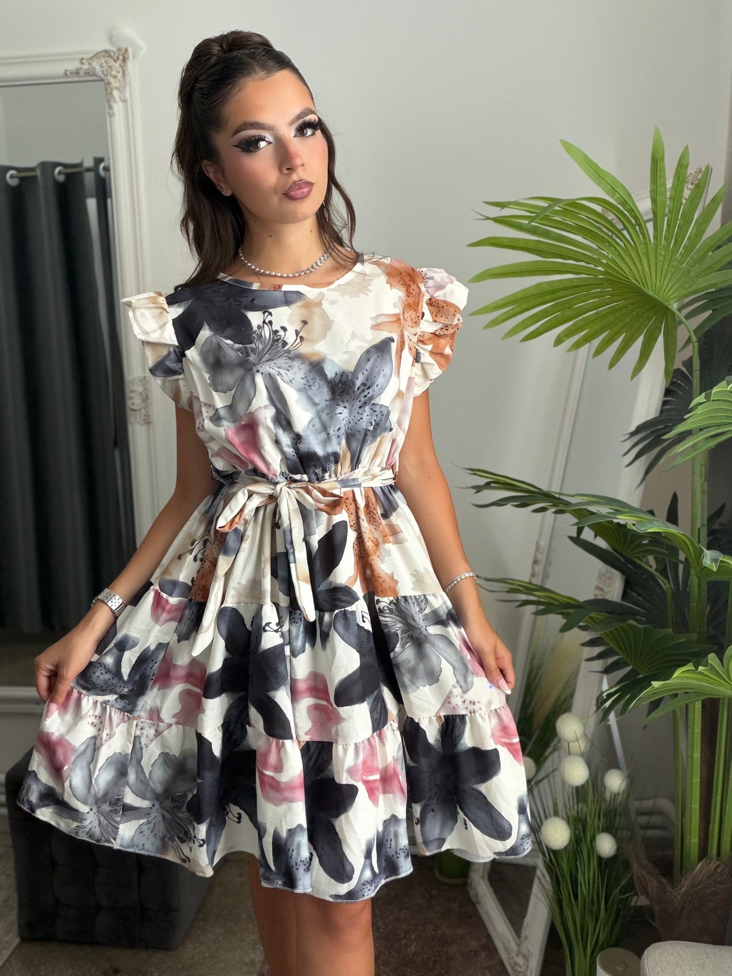Rochie cu volanase grey ELSA