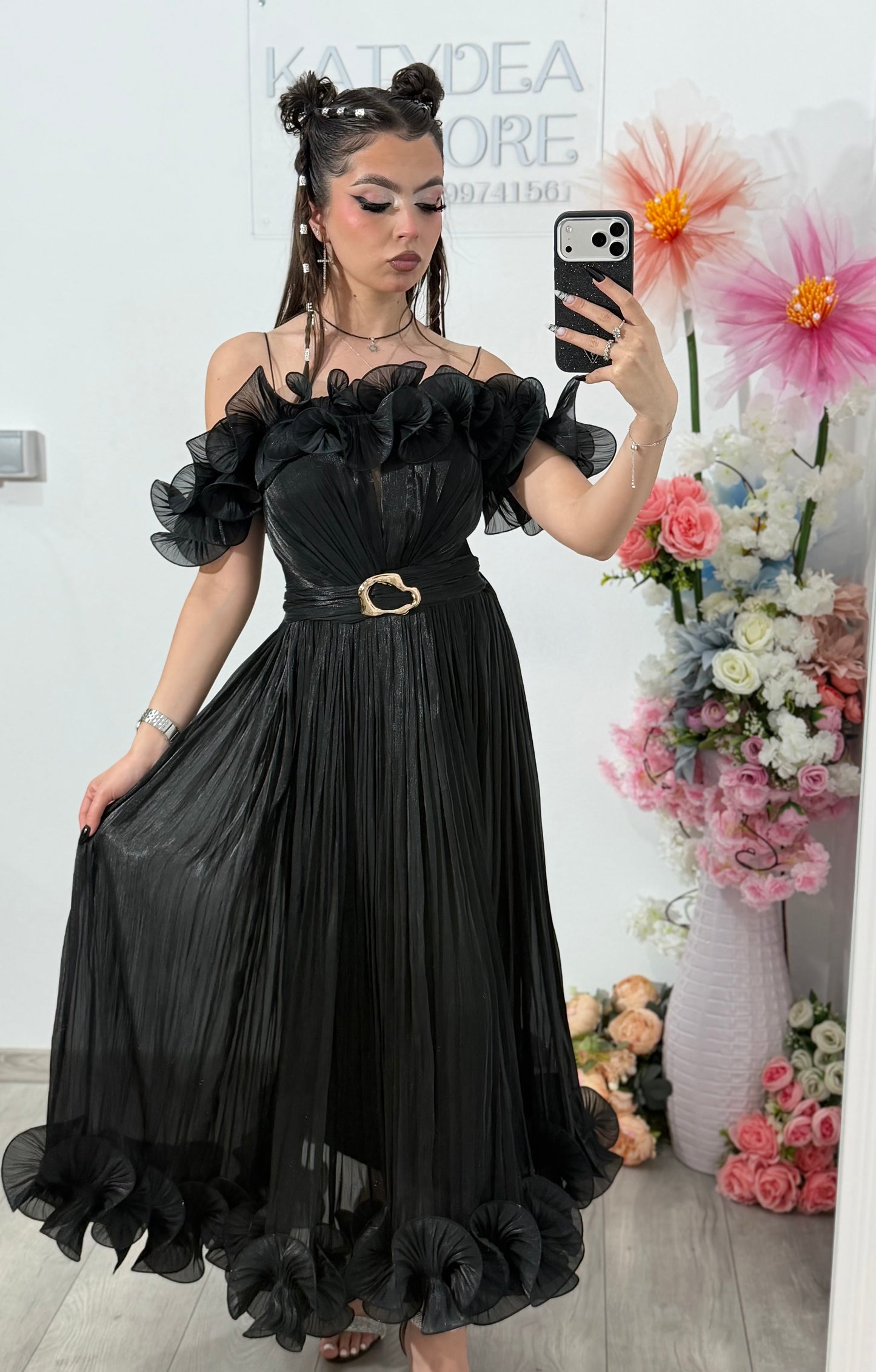 Rochie elegantă neagră PAULINNE