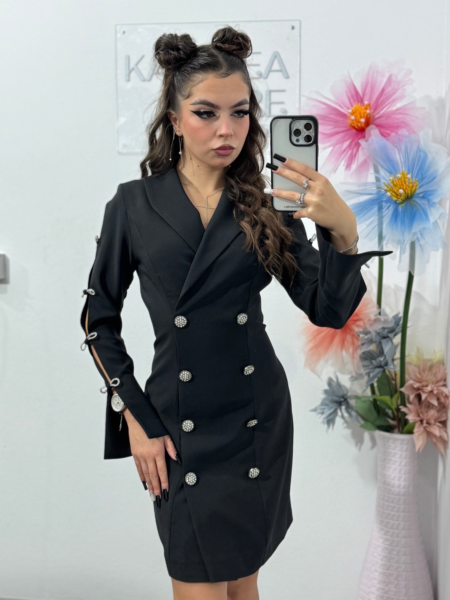 Rochie eleganta tip sacou cu fundițe Rianna