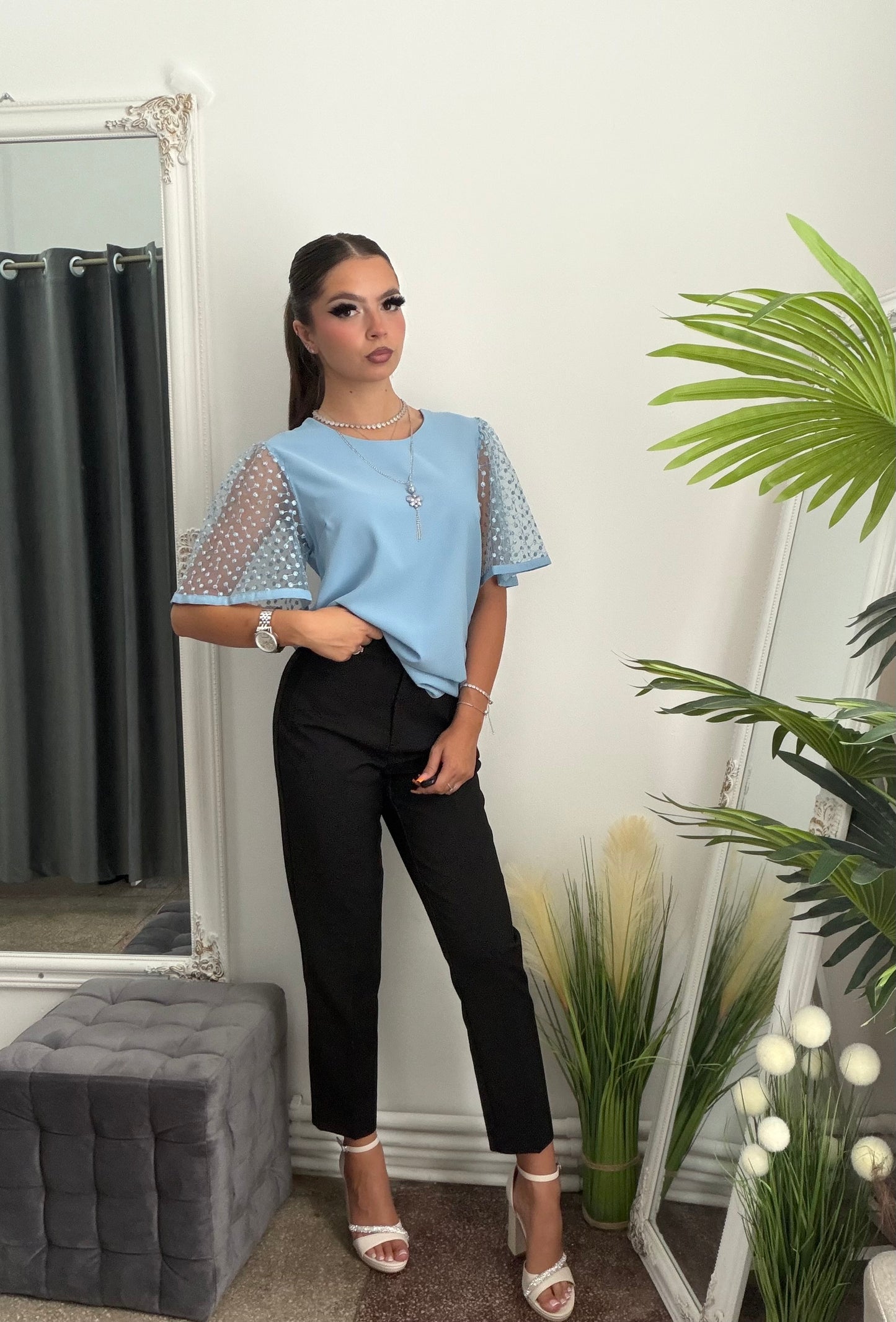 Cămașă elegantă blue ANASOFIA