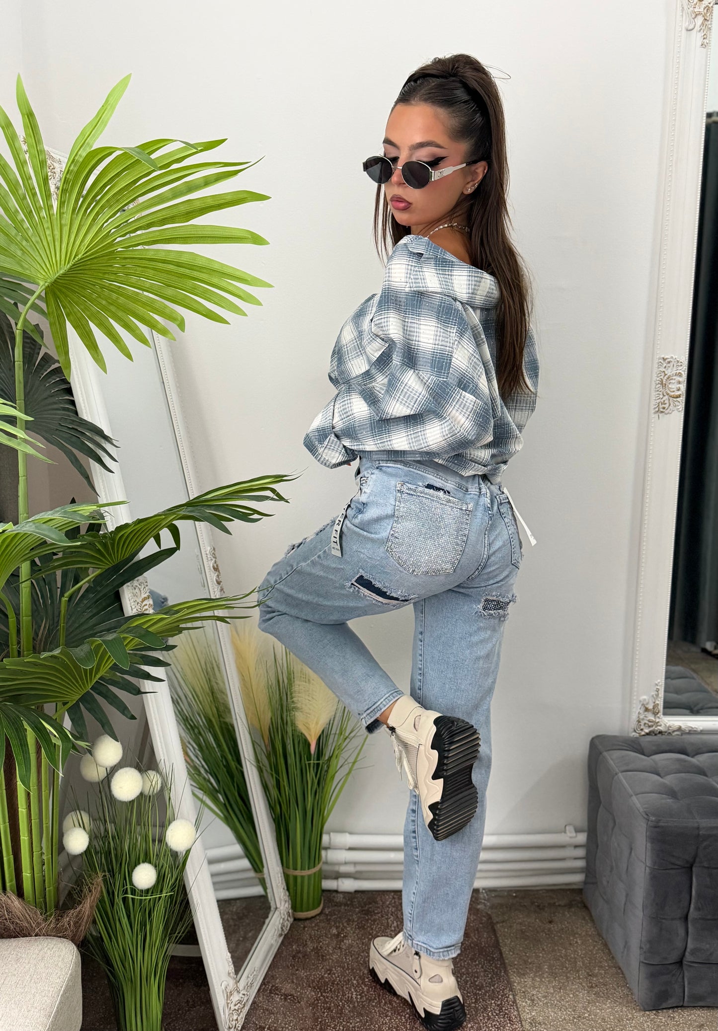 Jeans albaștri BaggyFit Paula