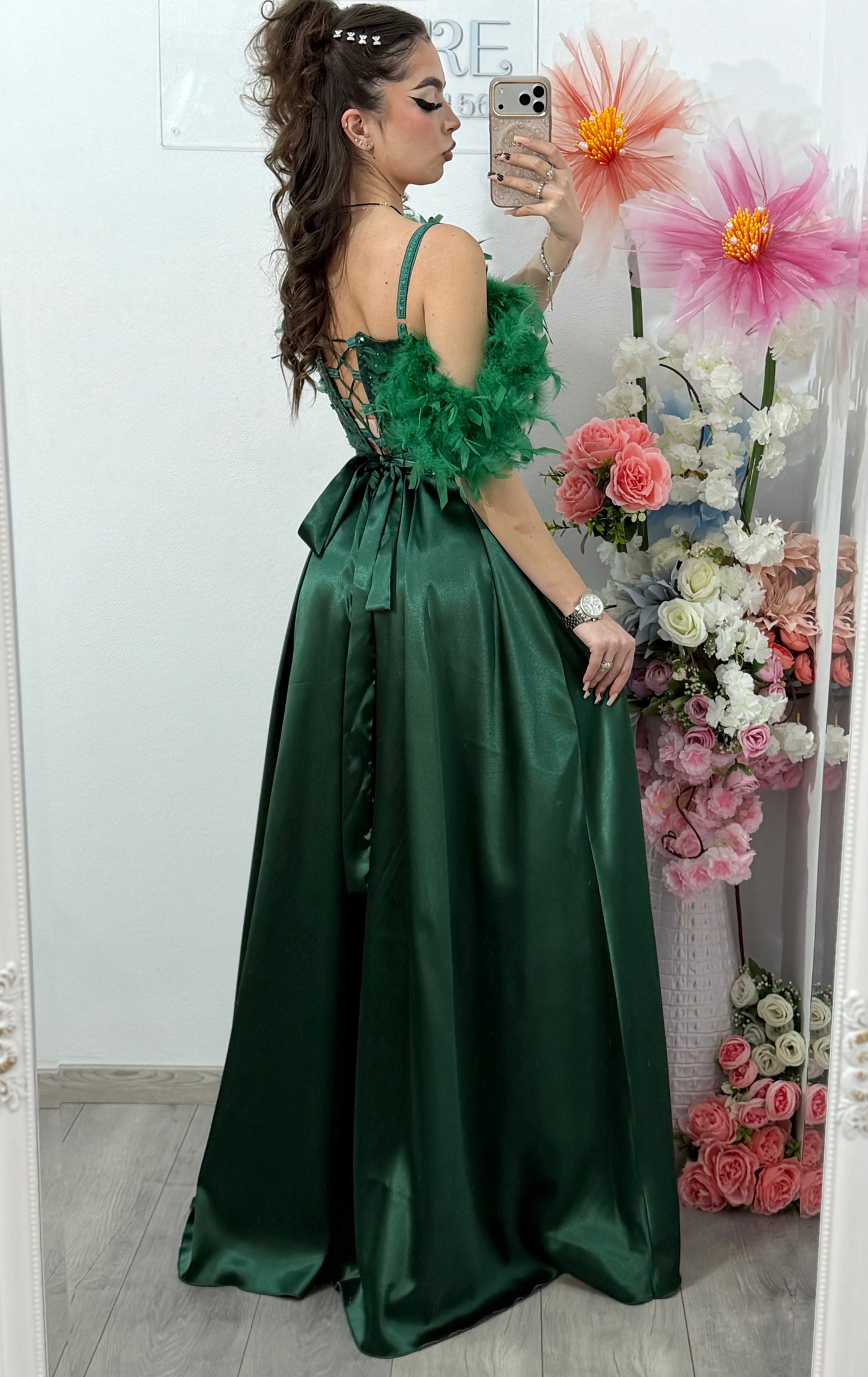 Rochie lunga verde cu paiete Pinko