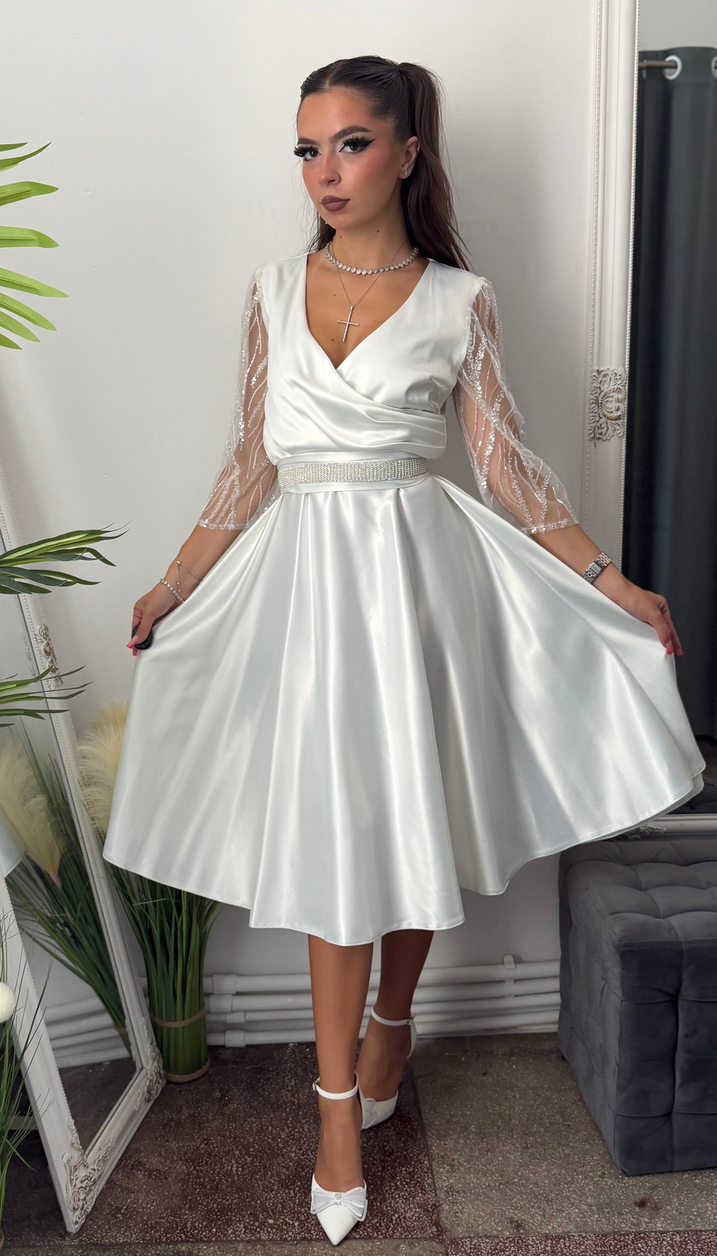 Rochie elegantă alba ADRIA