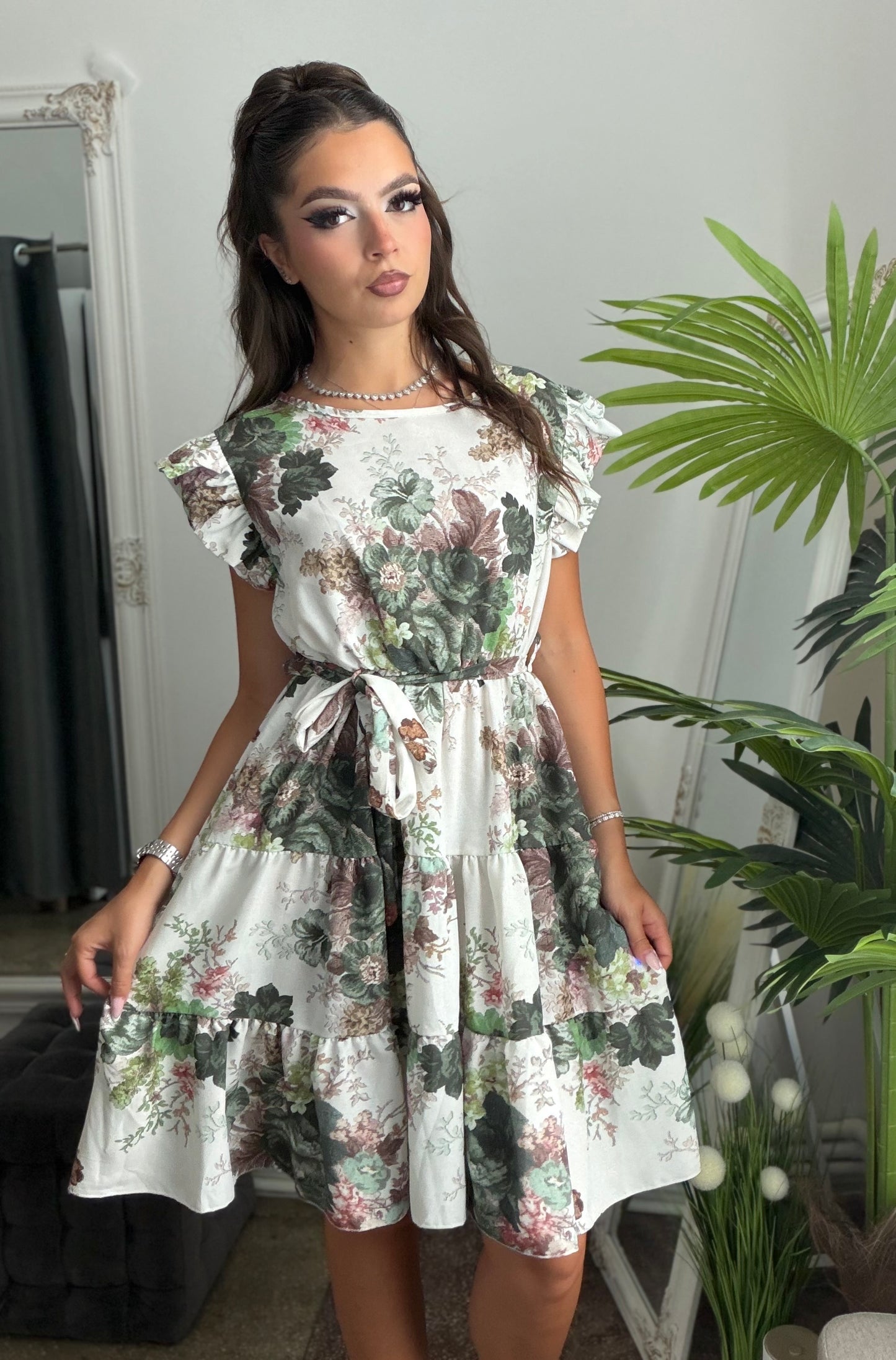 Rochie cu volanase verde ELSA
