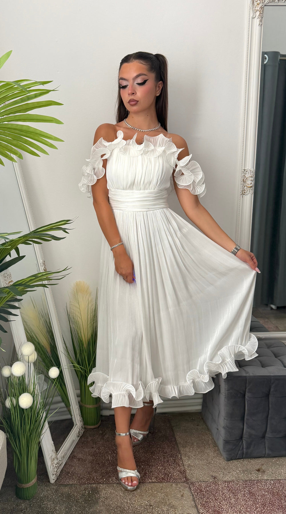 Rochie eleganta alba Paulinne