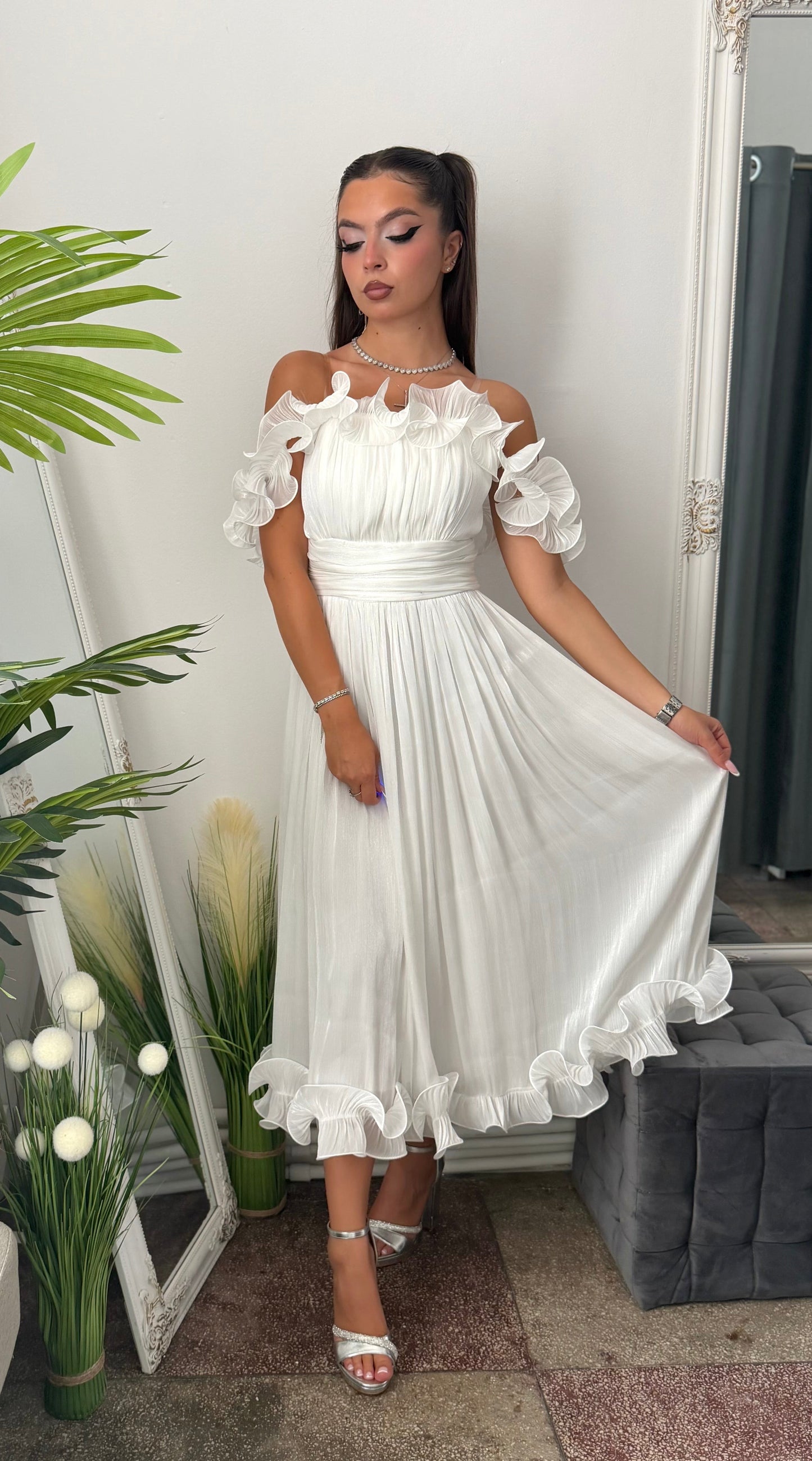 Rochie eleganta alba Paulinne