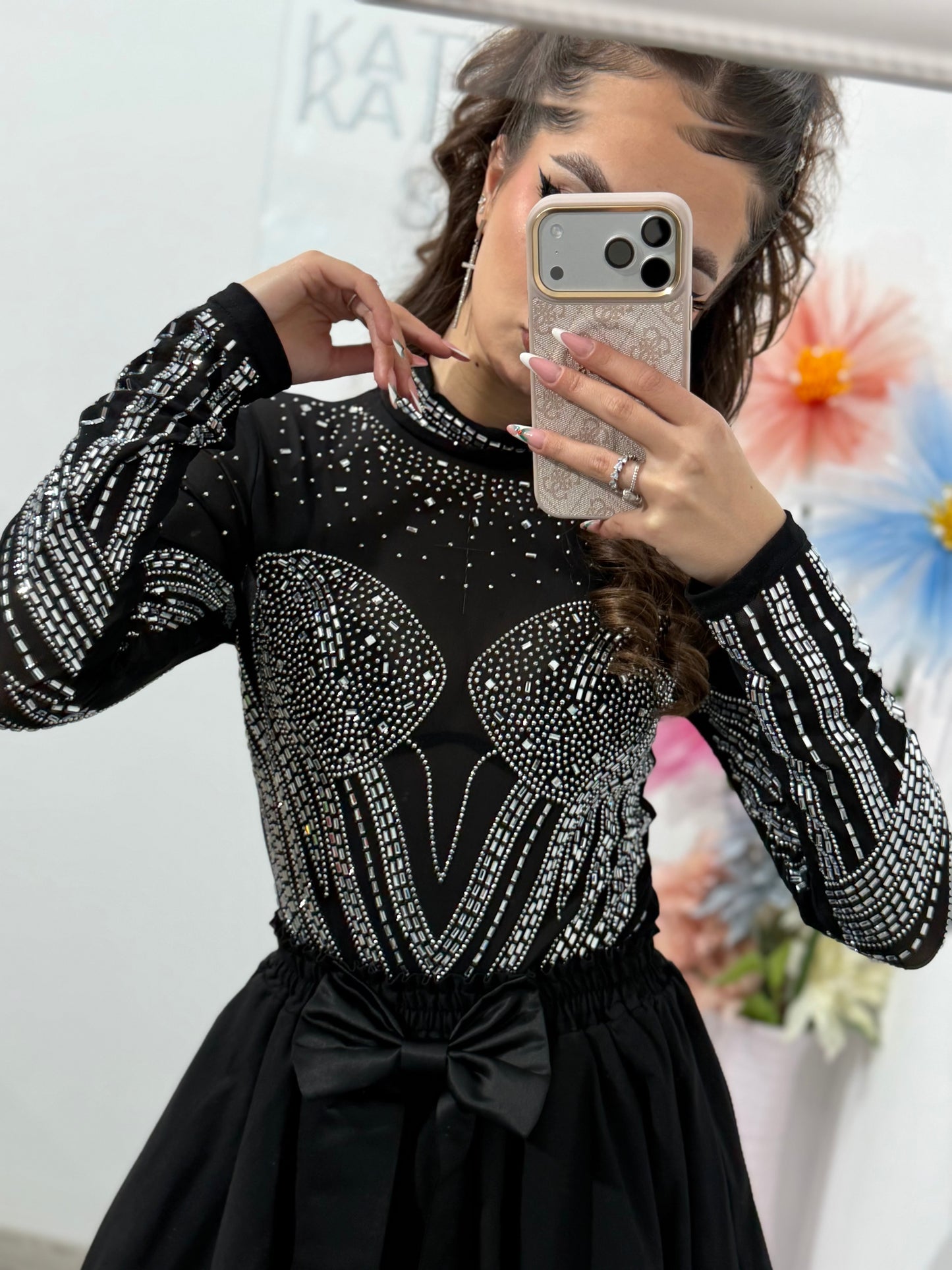 Body din tulle cu cristale ștanțate DELUXE