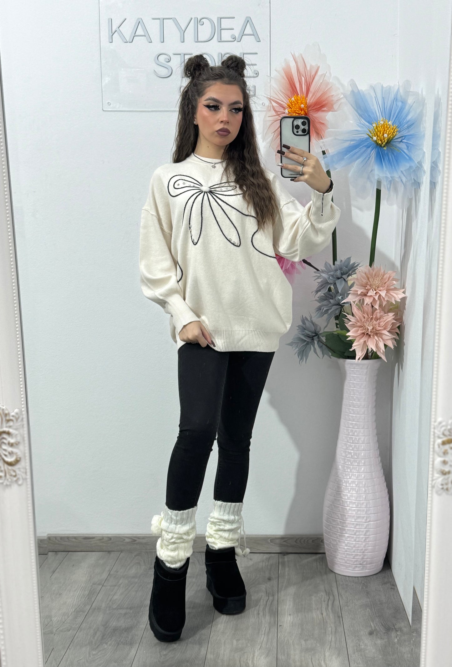 Bluză din tricot cu fundă Georgia