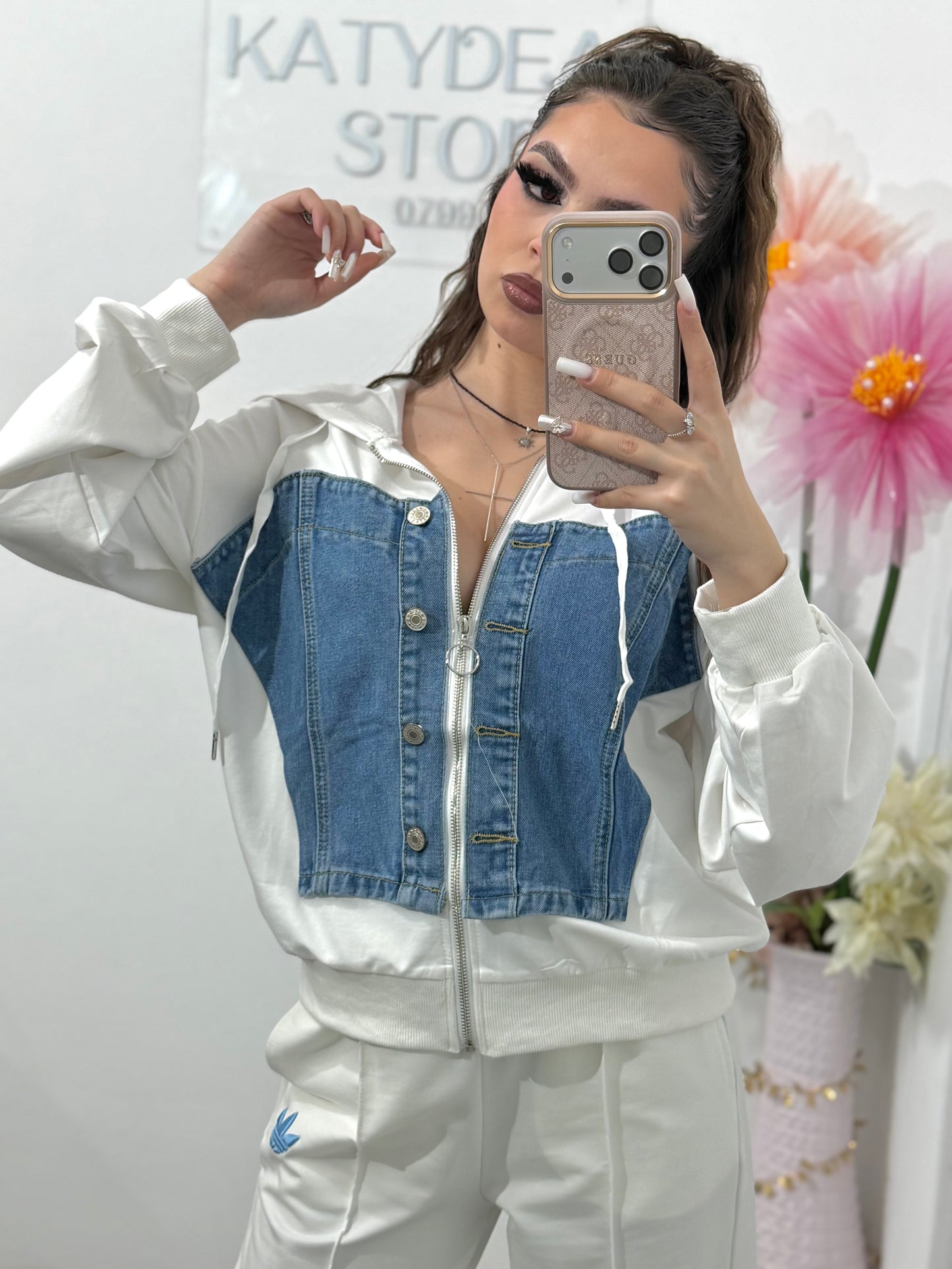 Bluză cu inserție din denim WANA