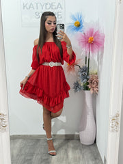 Rochie din voal roșie Carla