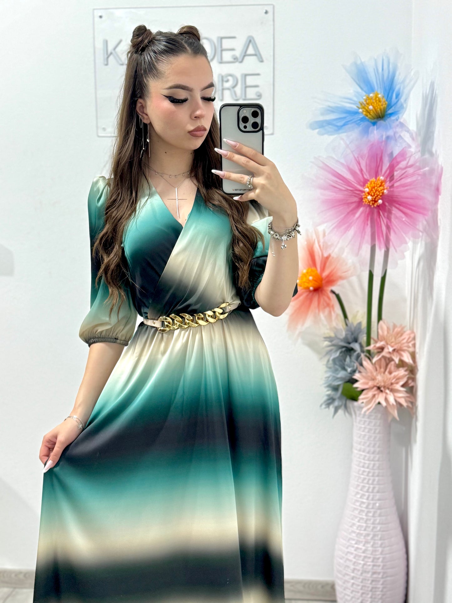 Rochie midi din satin Corina