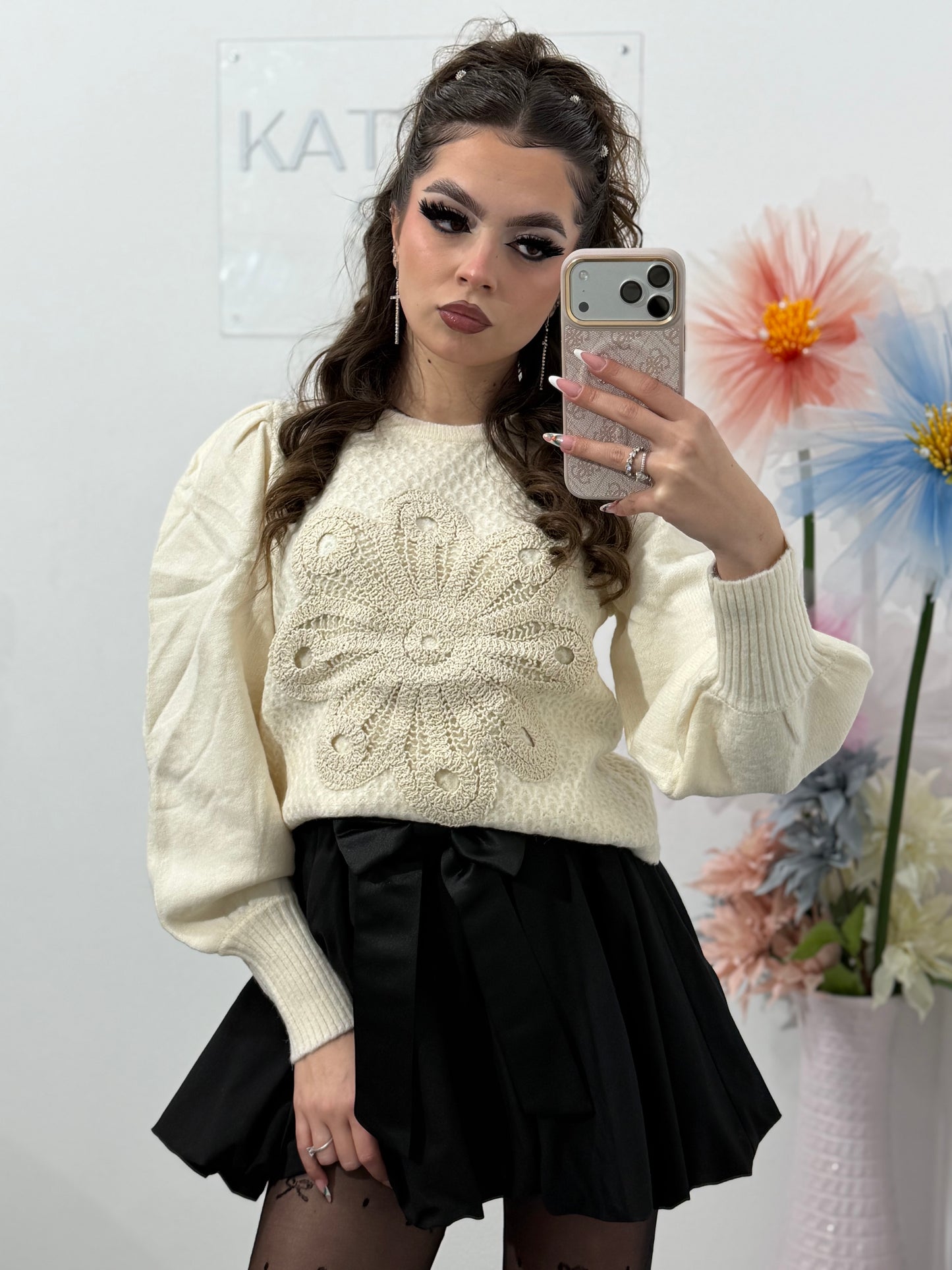 Pulover cu mâneci bufante ANNE