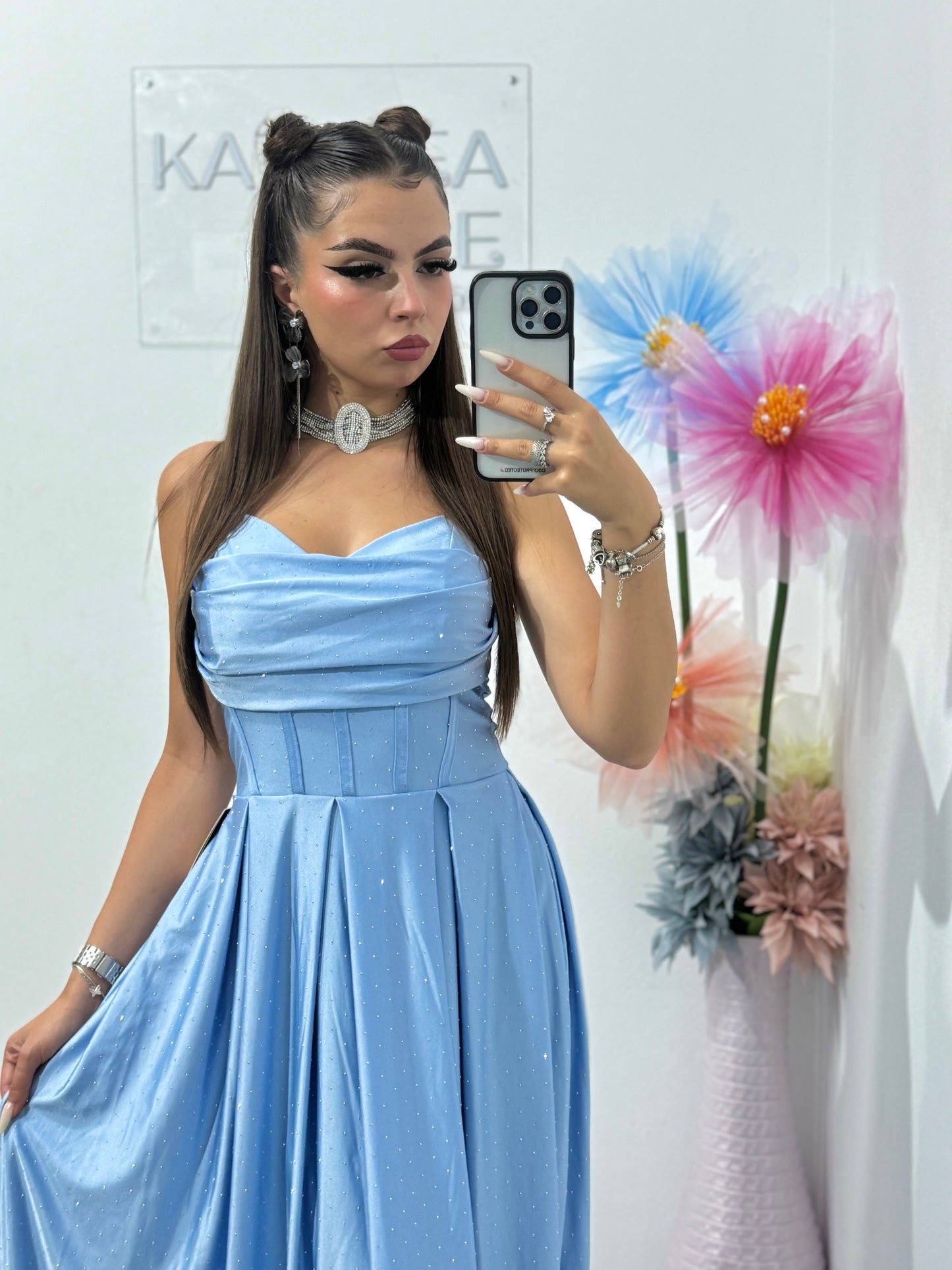 Rochie cu cristale ștanțate și corset Monica bebyblue