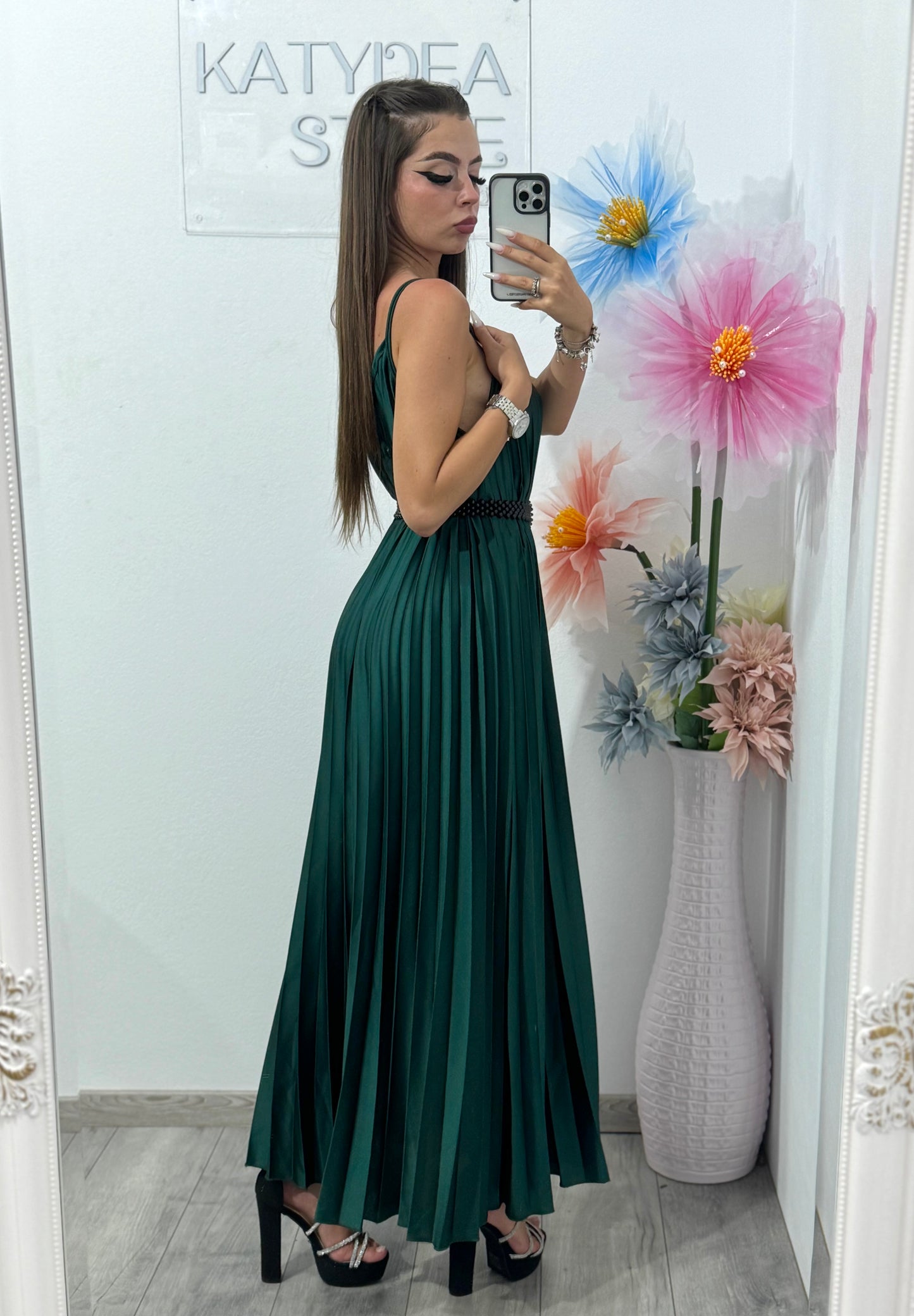 Rochie cu pliseu satinat Koria