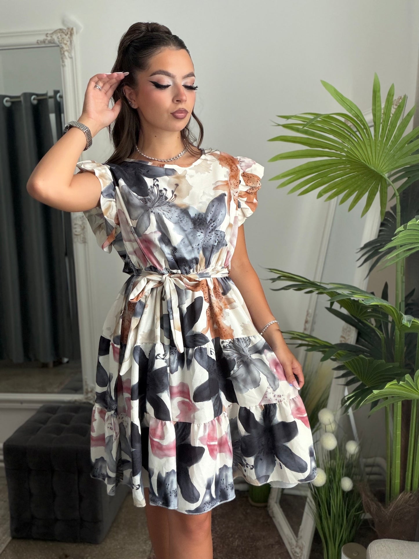 Rochie cu volanase grey ELSA