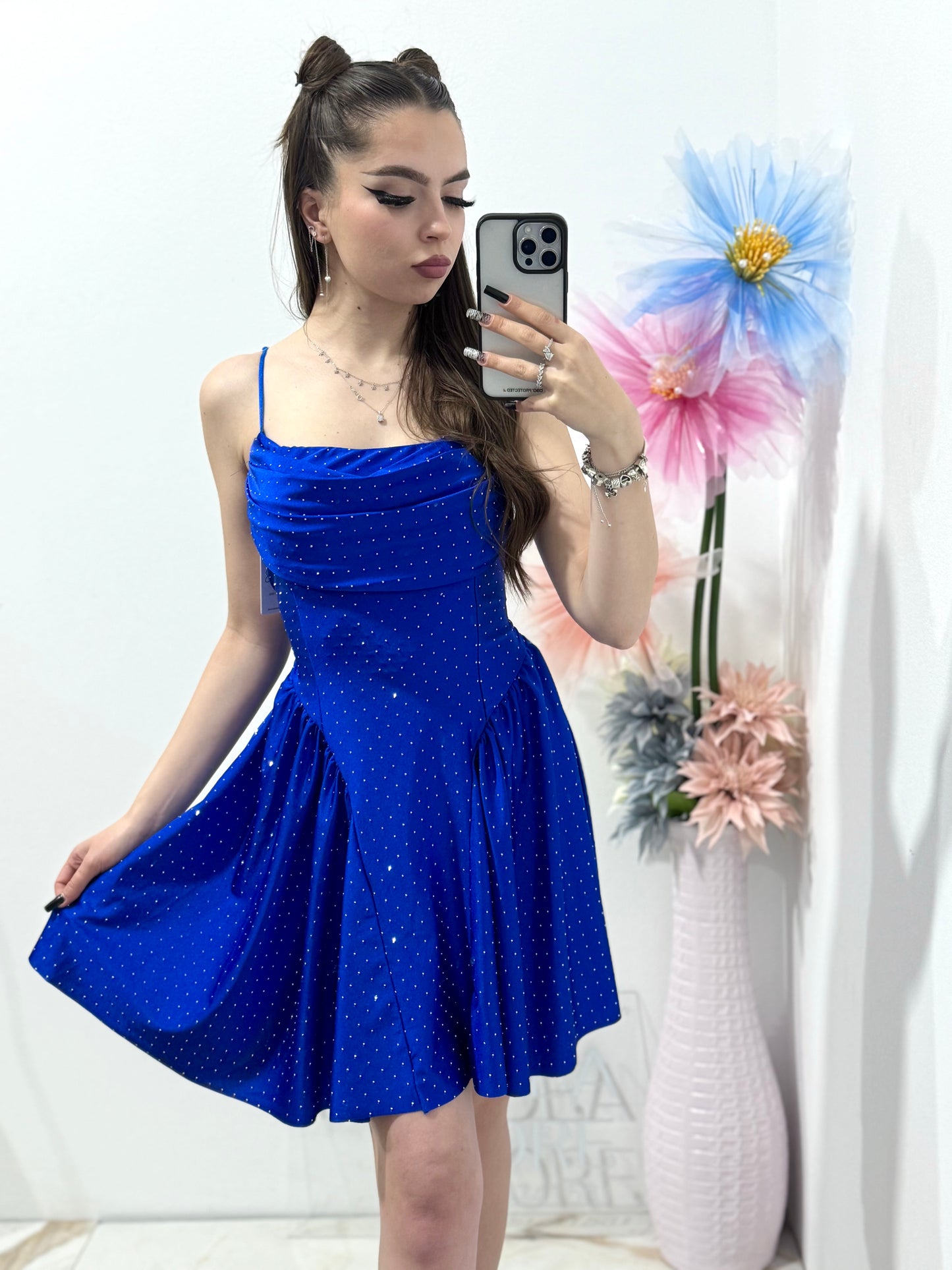 Rochie elegantă cu cristale albastru electric Ginny