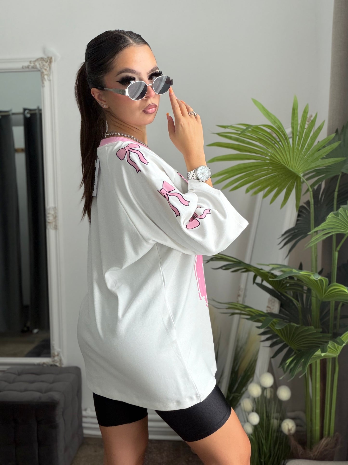Tricou oversize alb LUCKY