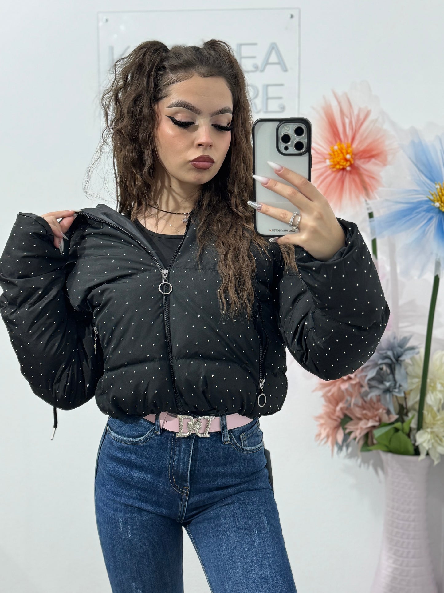 Geacă cu cristale argintii ștanțate ALEXA