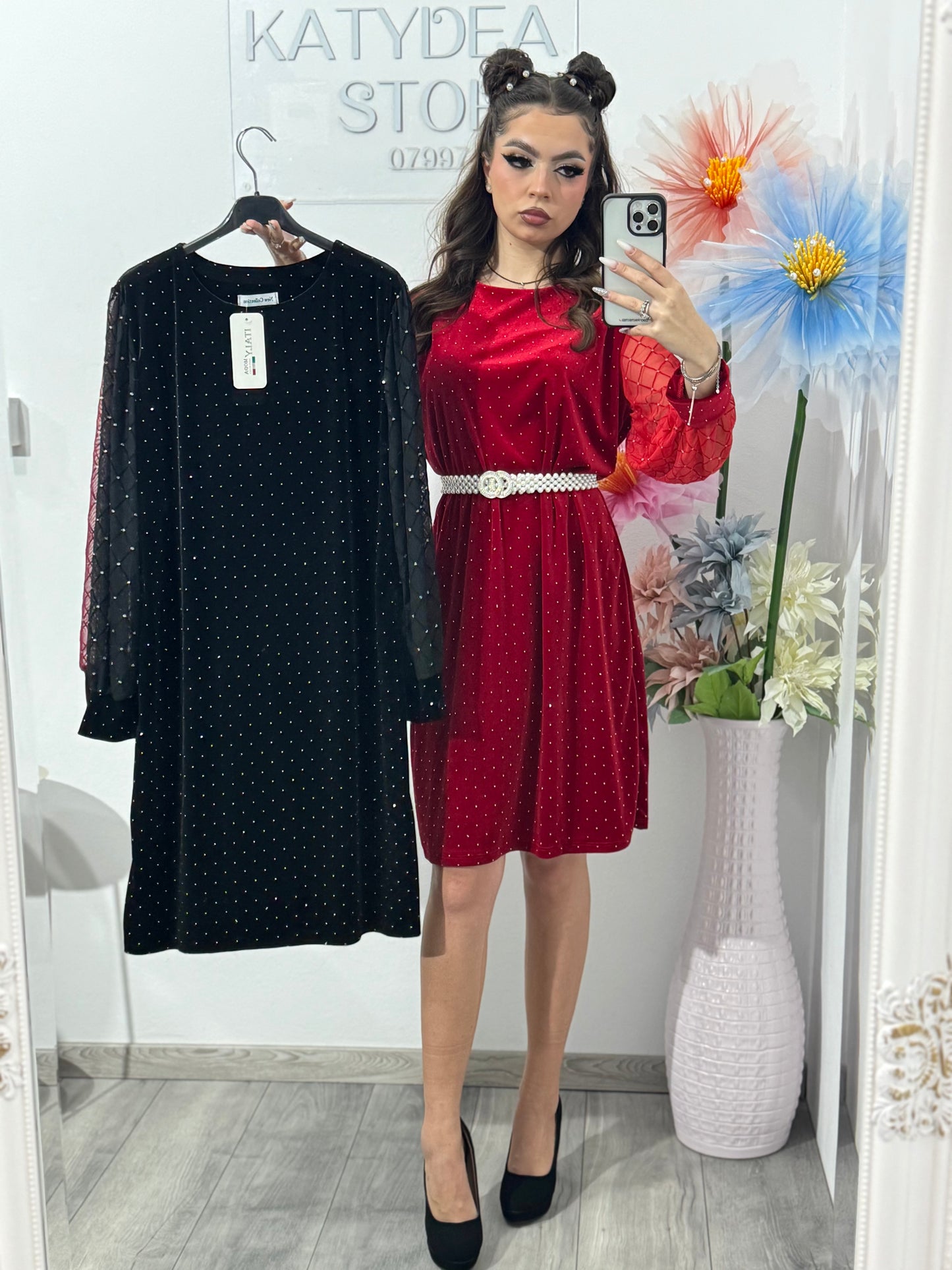 Rochie din catifea tip A SOFIA