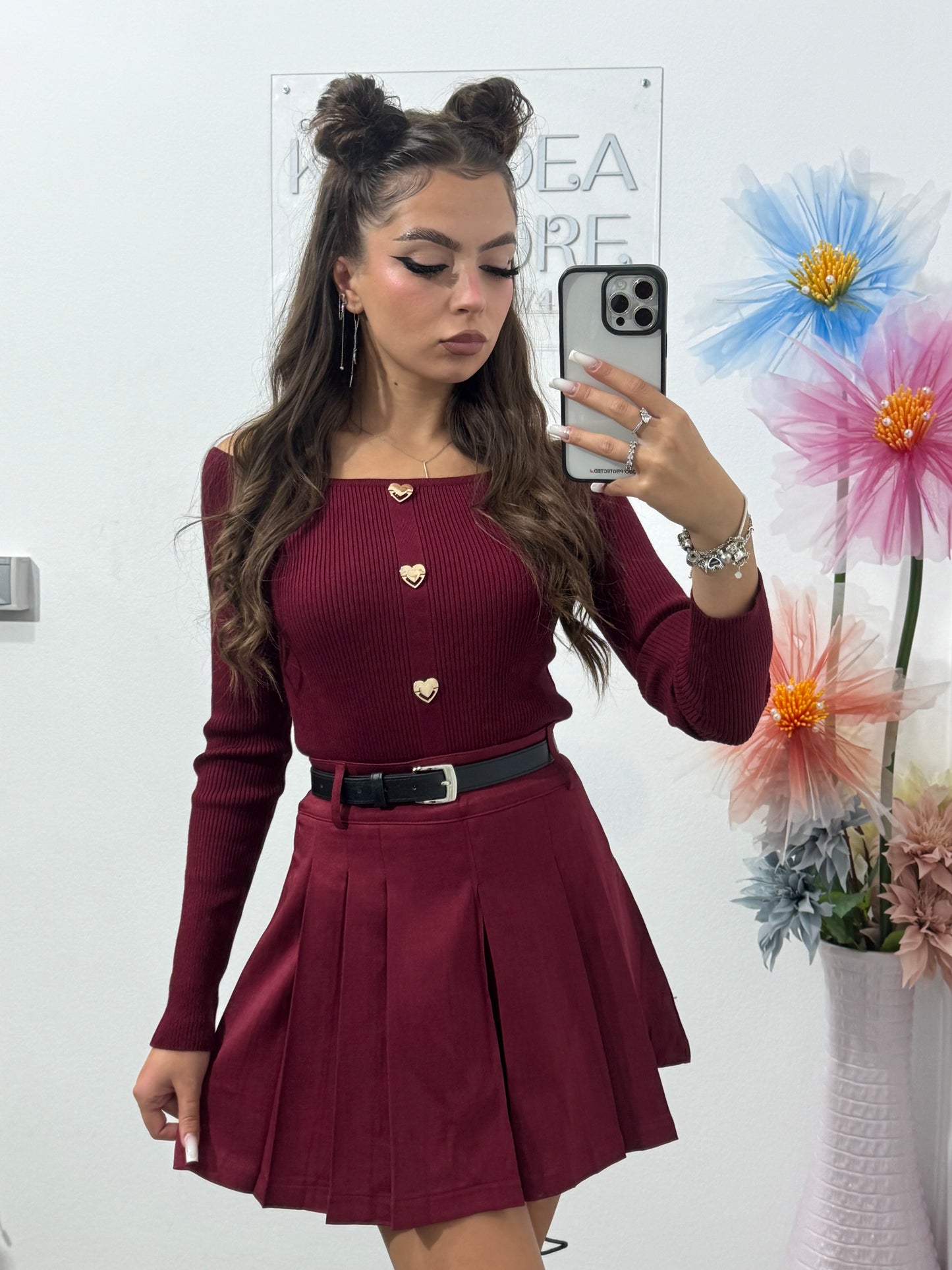 Fustă plisată burgundy Wella