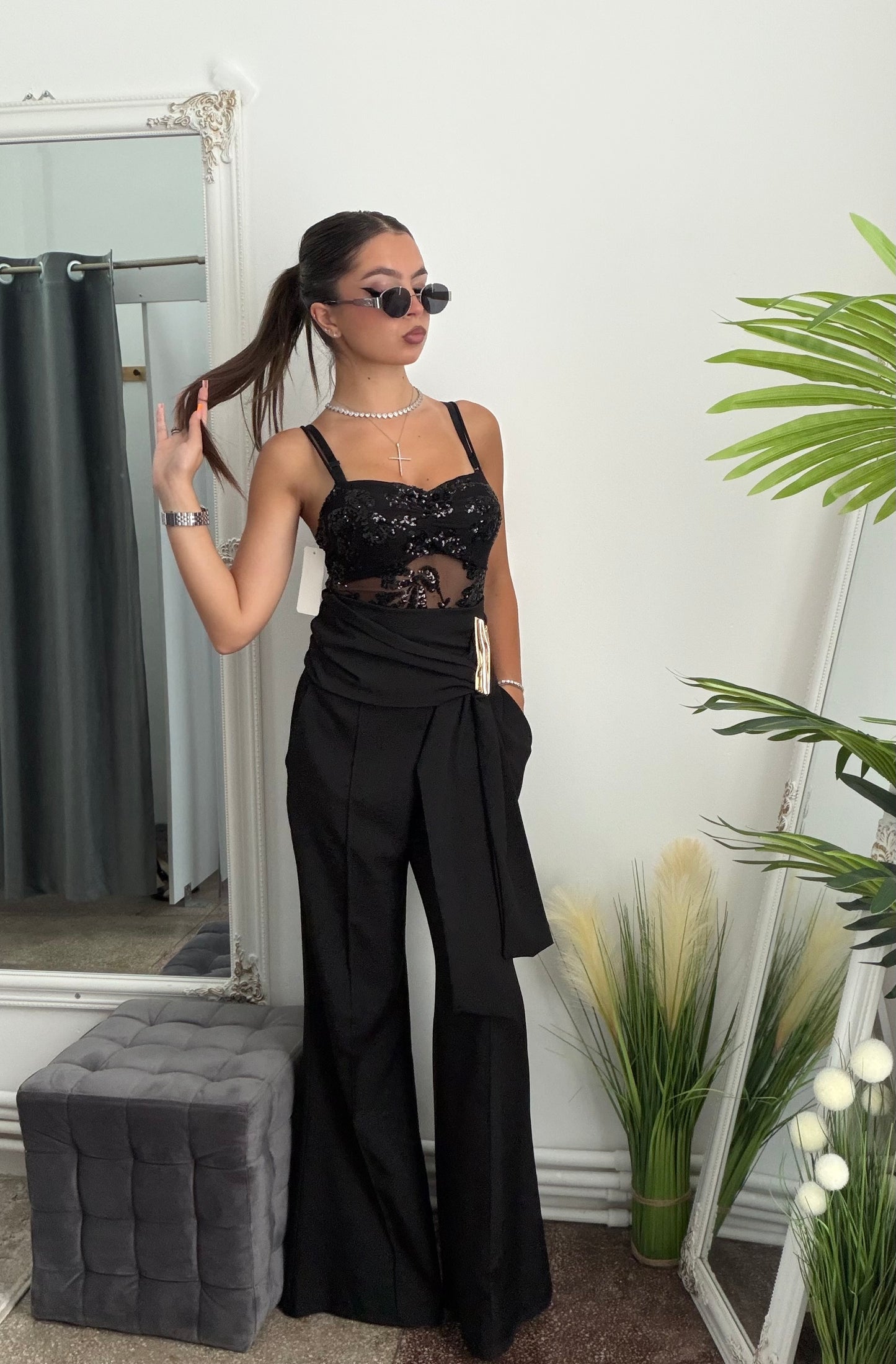 Pantaloni palazzo black LARA