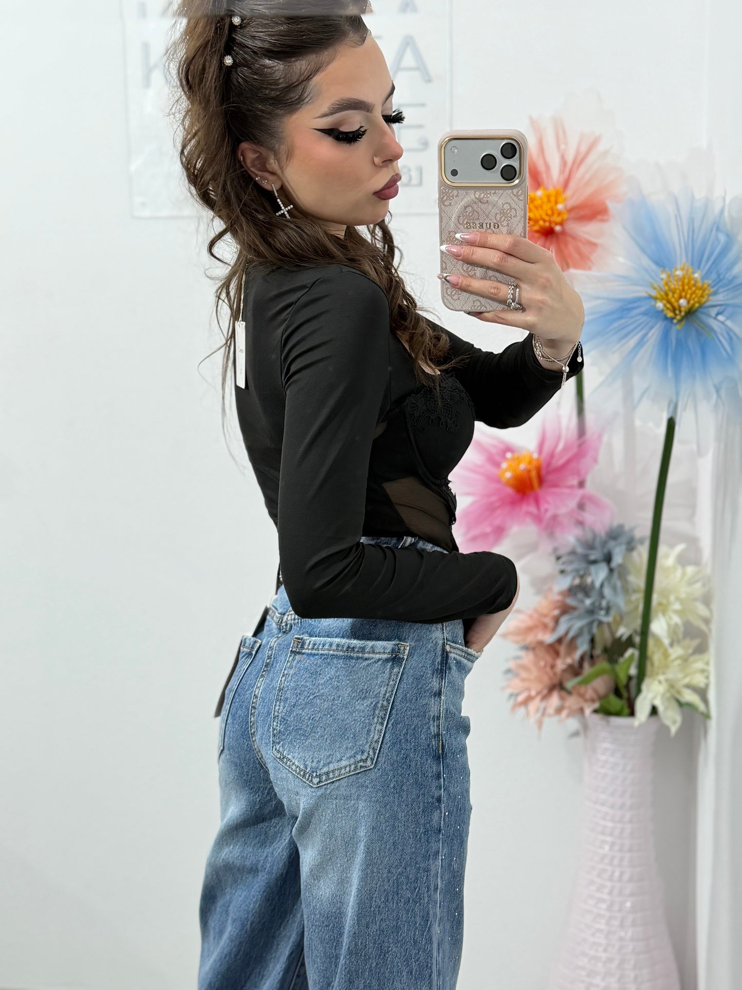 Body din dantelă negru MARIA